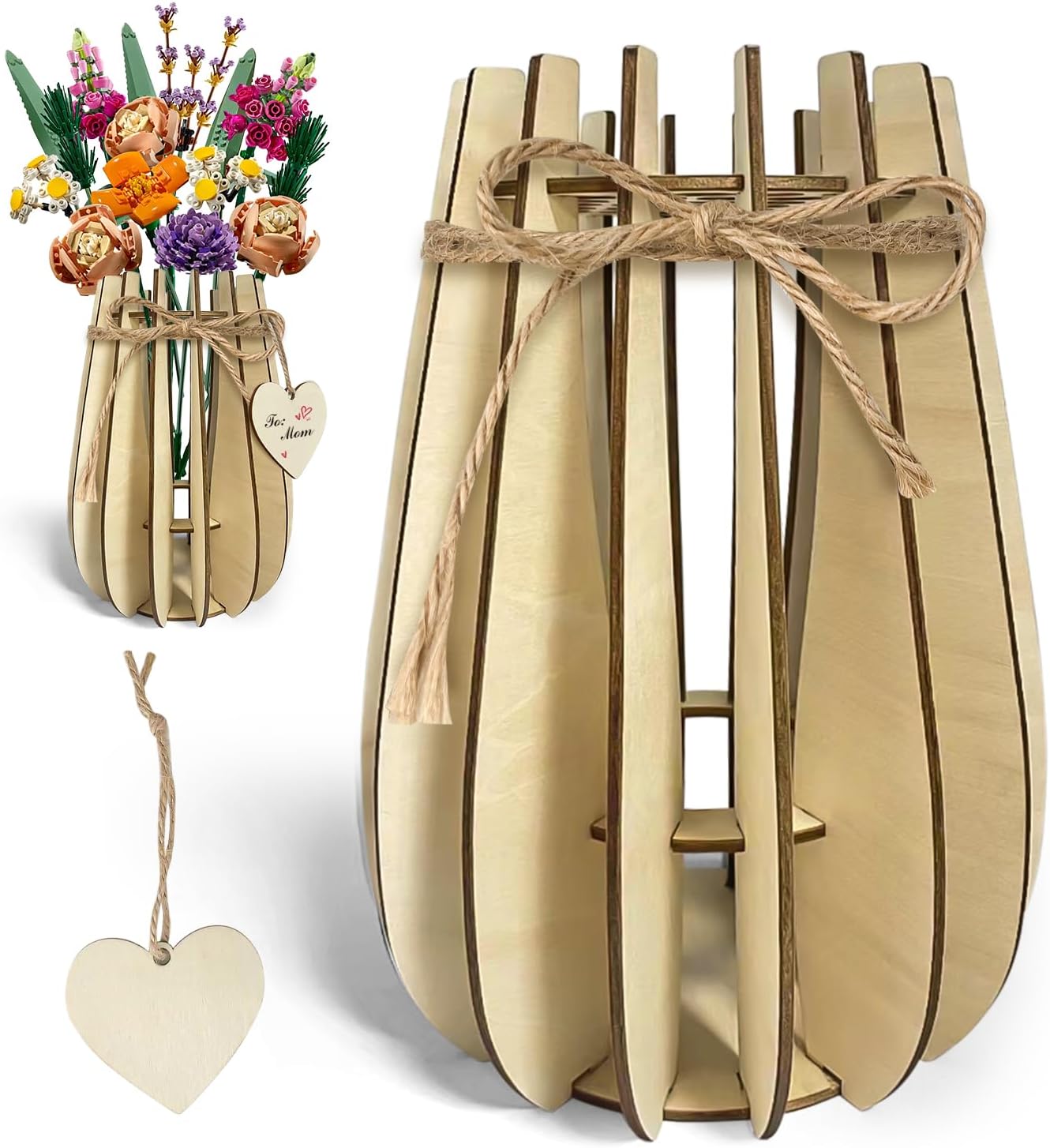 Wooden Vase Kit for LEGO Flowers and Flower Displays