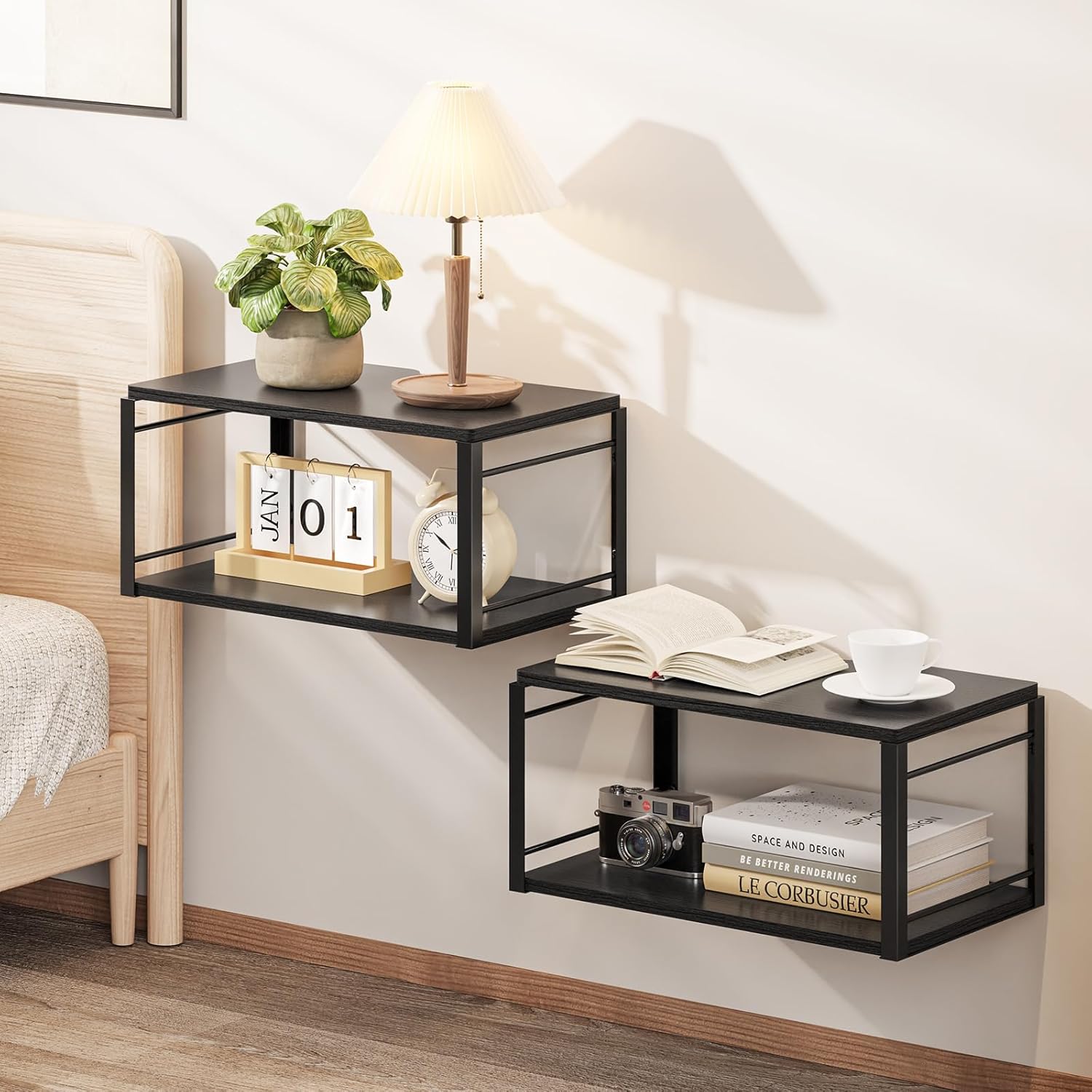 Floating Nightstand Set of 2 with Storage