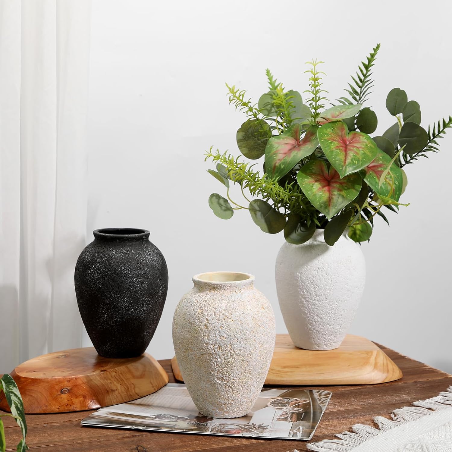 Rustic Ceramic Vase for Home Decor - 67 Inch Beige