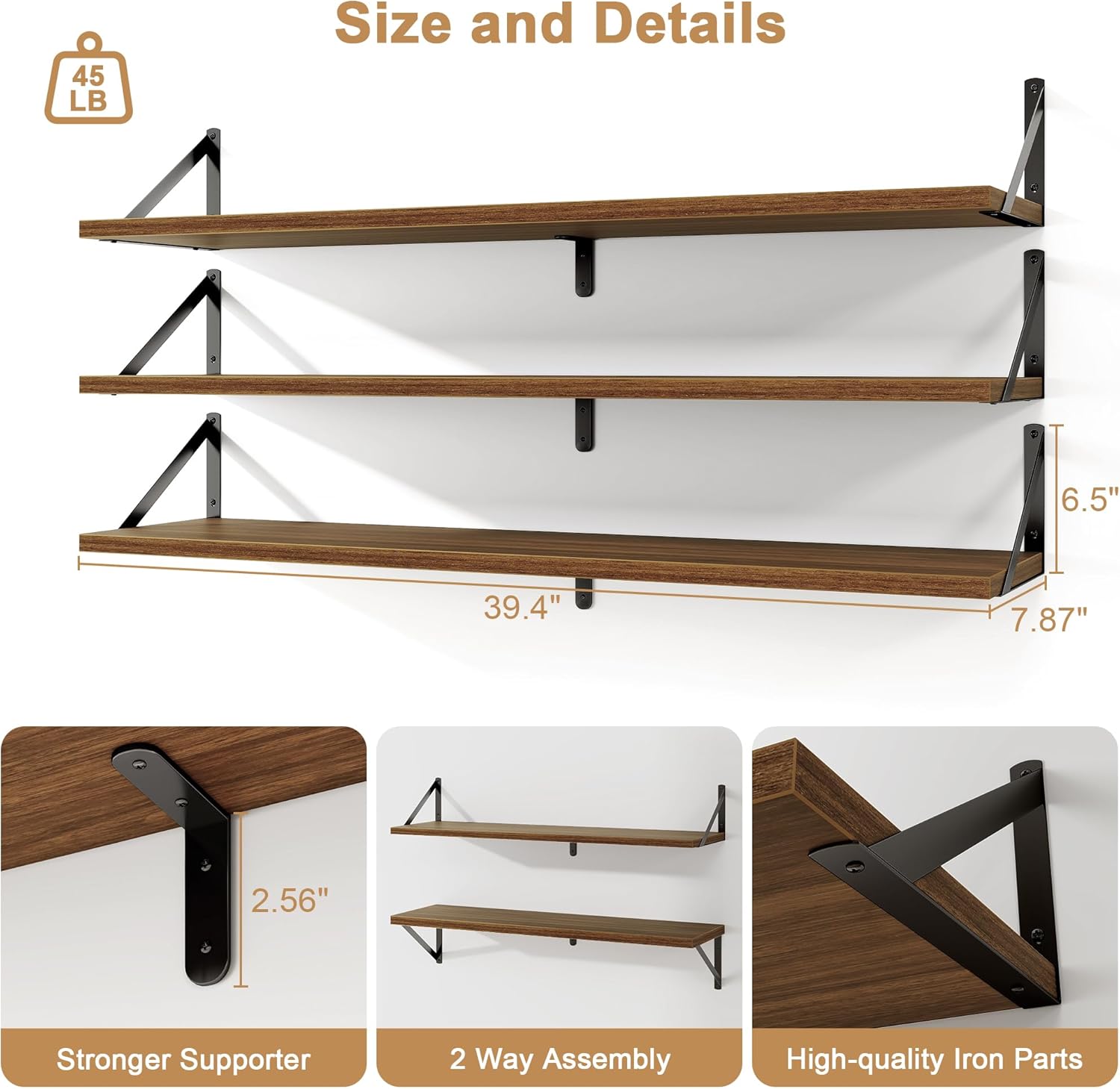 Fun Memories 3-piece 40-inch Floating Bookshelf Set