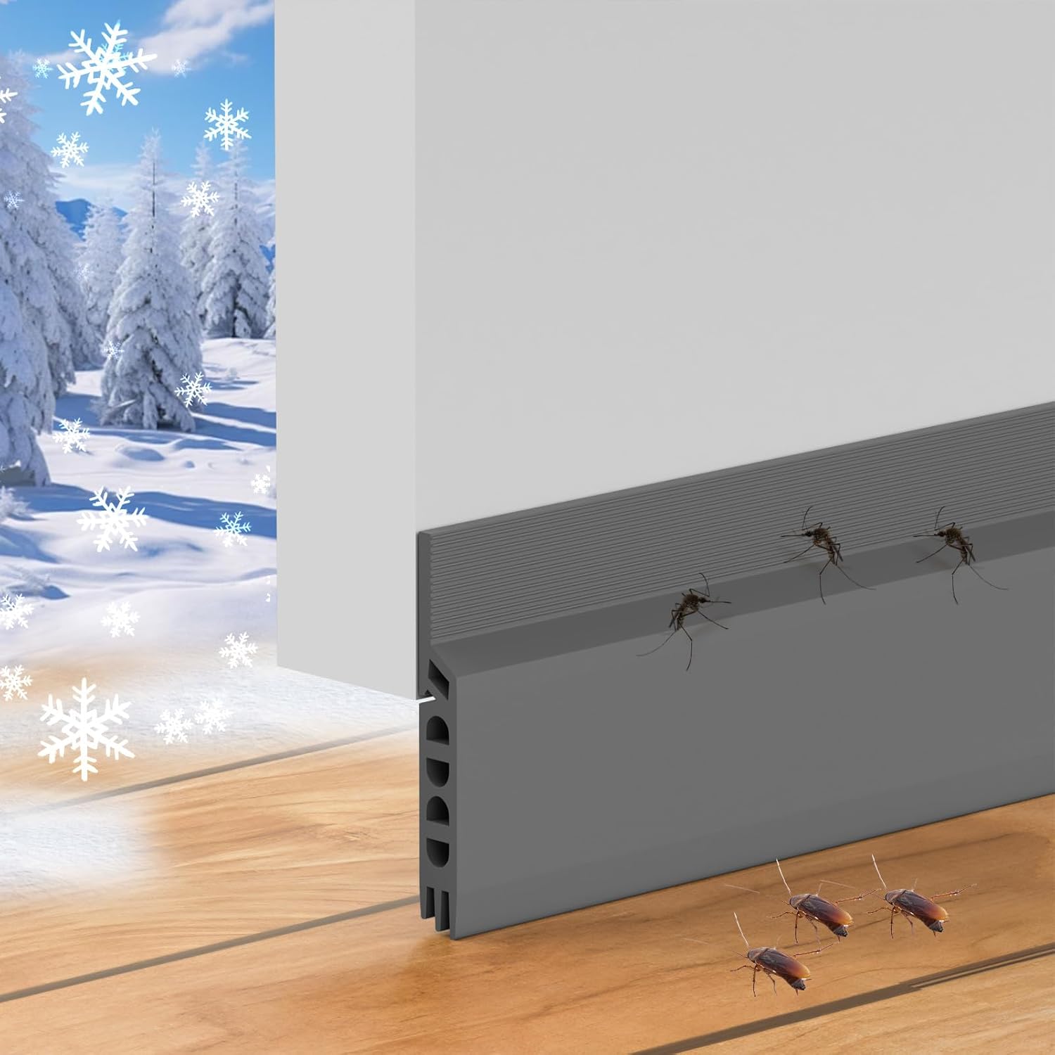 Door Draft Stopper 39 Inch Grey Silicone Seal