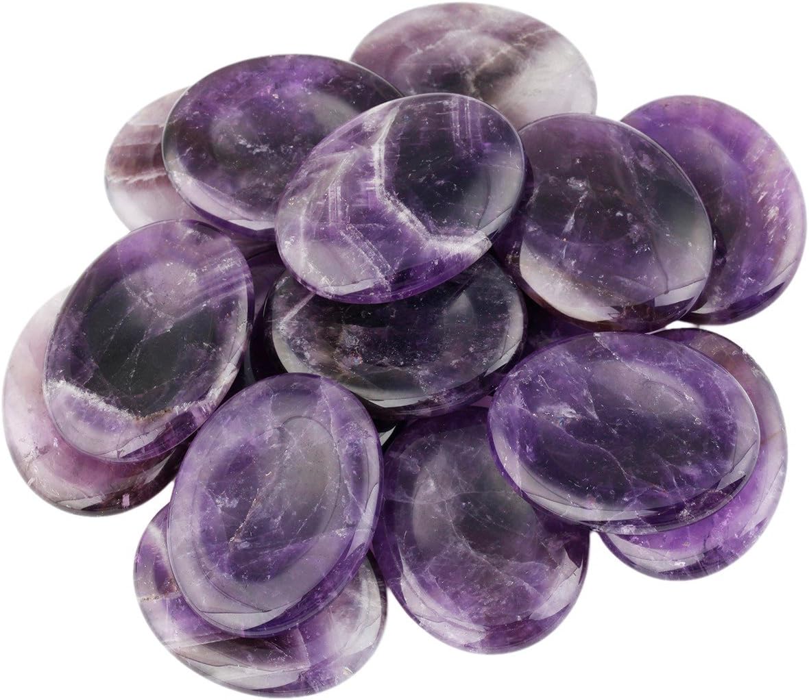Rockcloud Natural Worry Stone Amethyst for Anxiety Relief