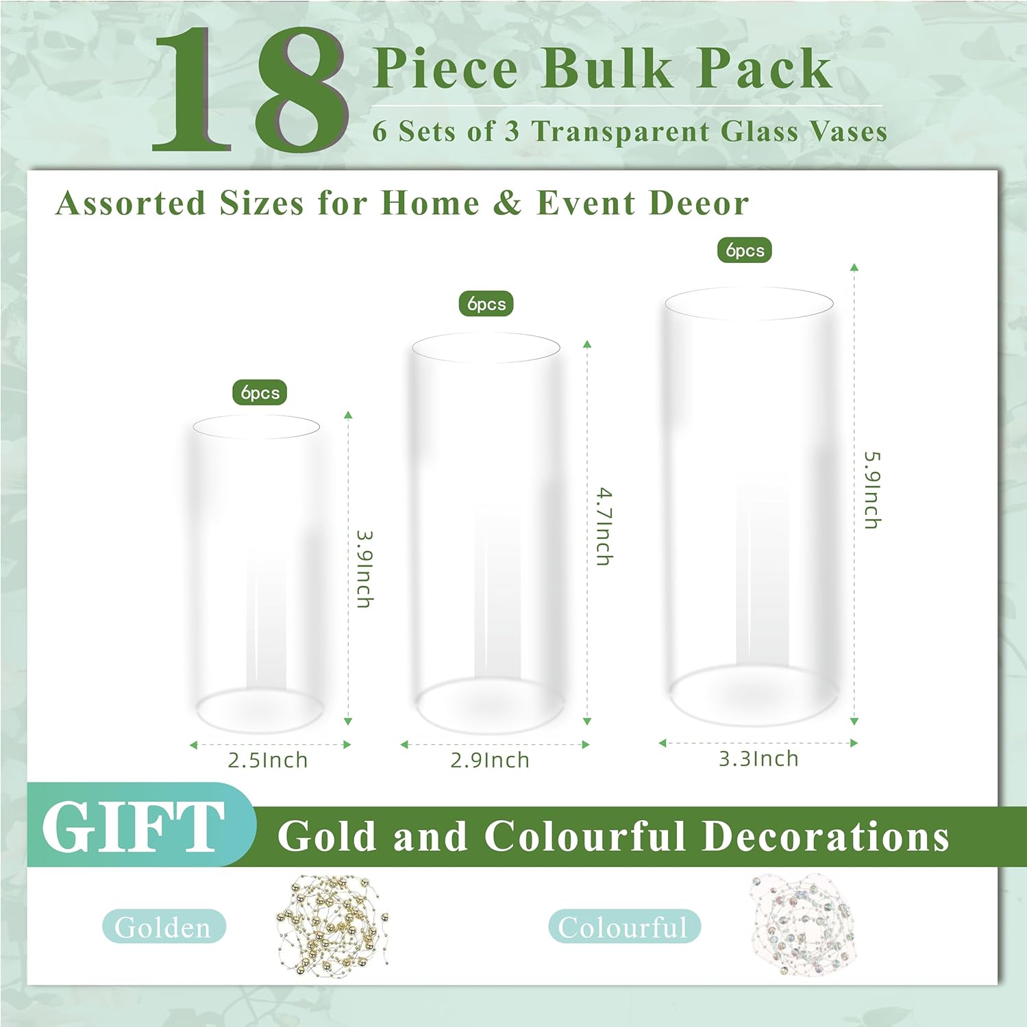 Zomiol Glass Cylinder Vase Set of 18 for Centerpieces