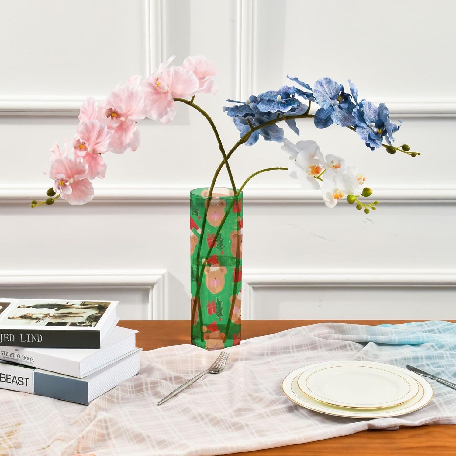 Merry Christmas Brown Bear Plastic Candle Holder 118 x 39 Inch Decorative Vase