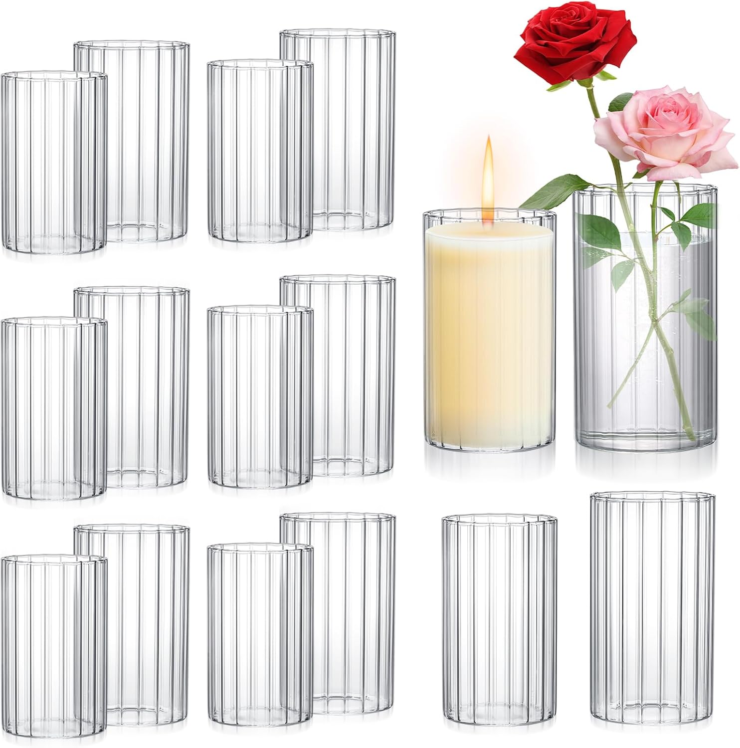 16 Pack Clear Glass Cylinder Vases 55 6 Inch Tall for Home Decor Wedding Centerpieces