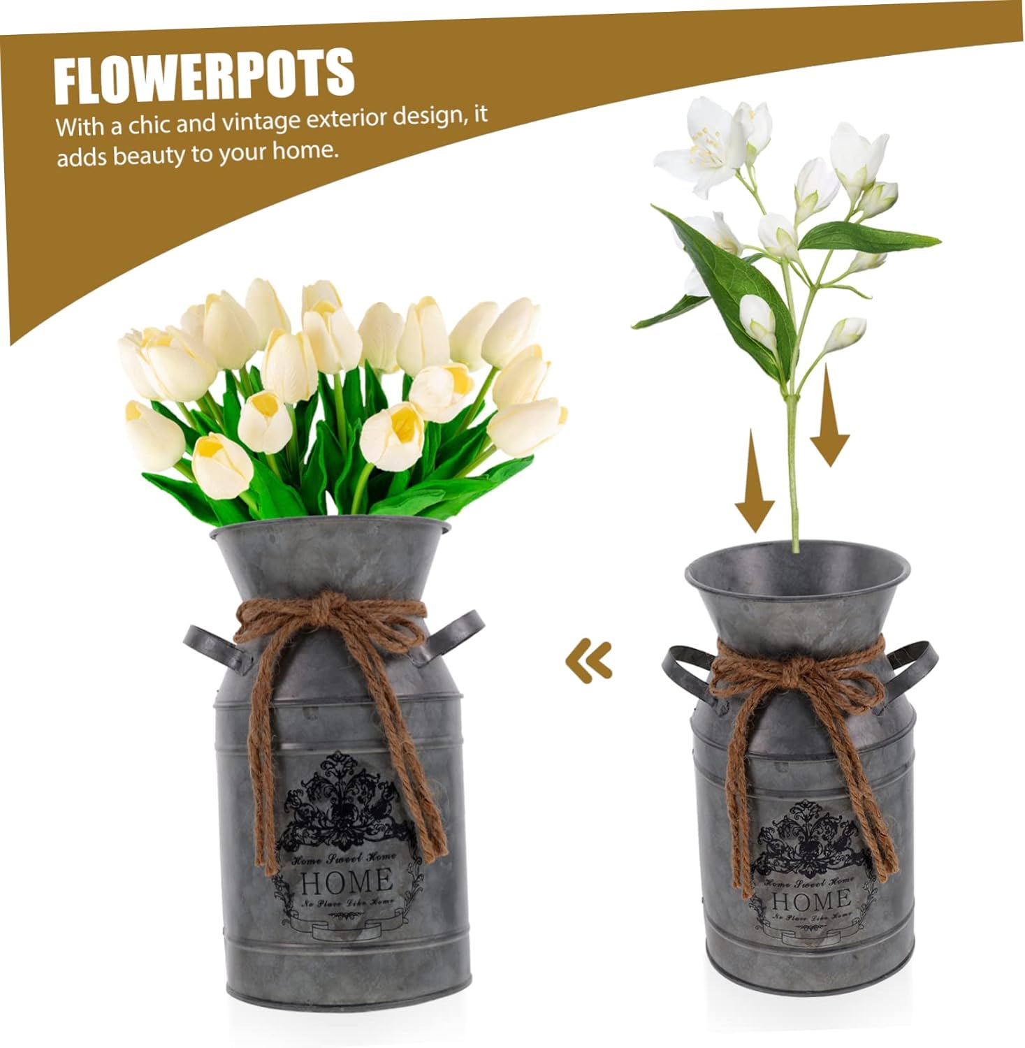 Rustic Iron Flower Bucket for Home Decor