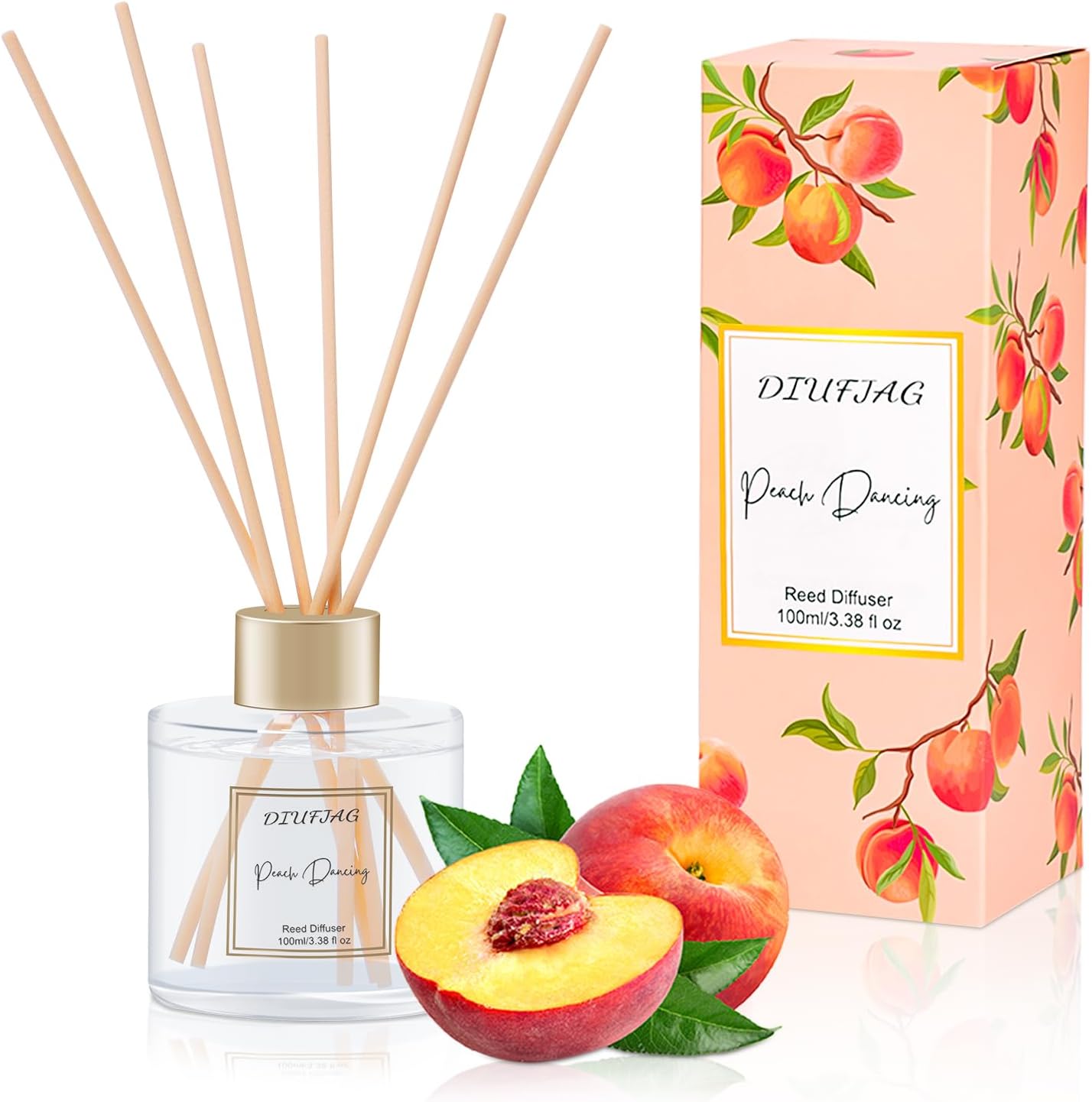 100ml Scent Diffuser with 6 Fiber Sticks Peach
