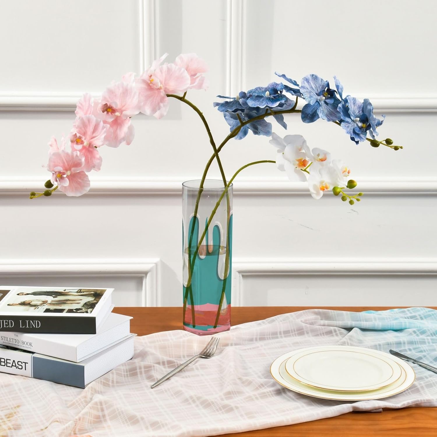 Aesthetic Colorful Plastic Hurricane Candle Holder 118 x 39 Inch Decorative Vase for Wedding Table Decor