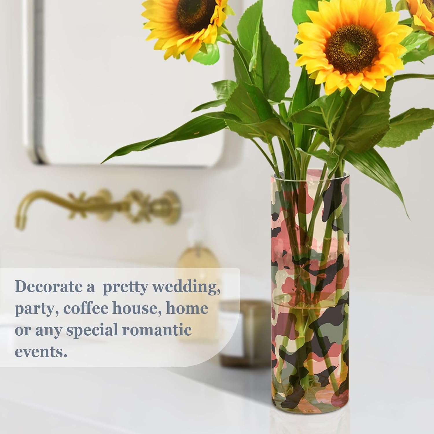 Camouflage Red Green Plastic Hurricane Vase 118 x 39 Inch