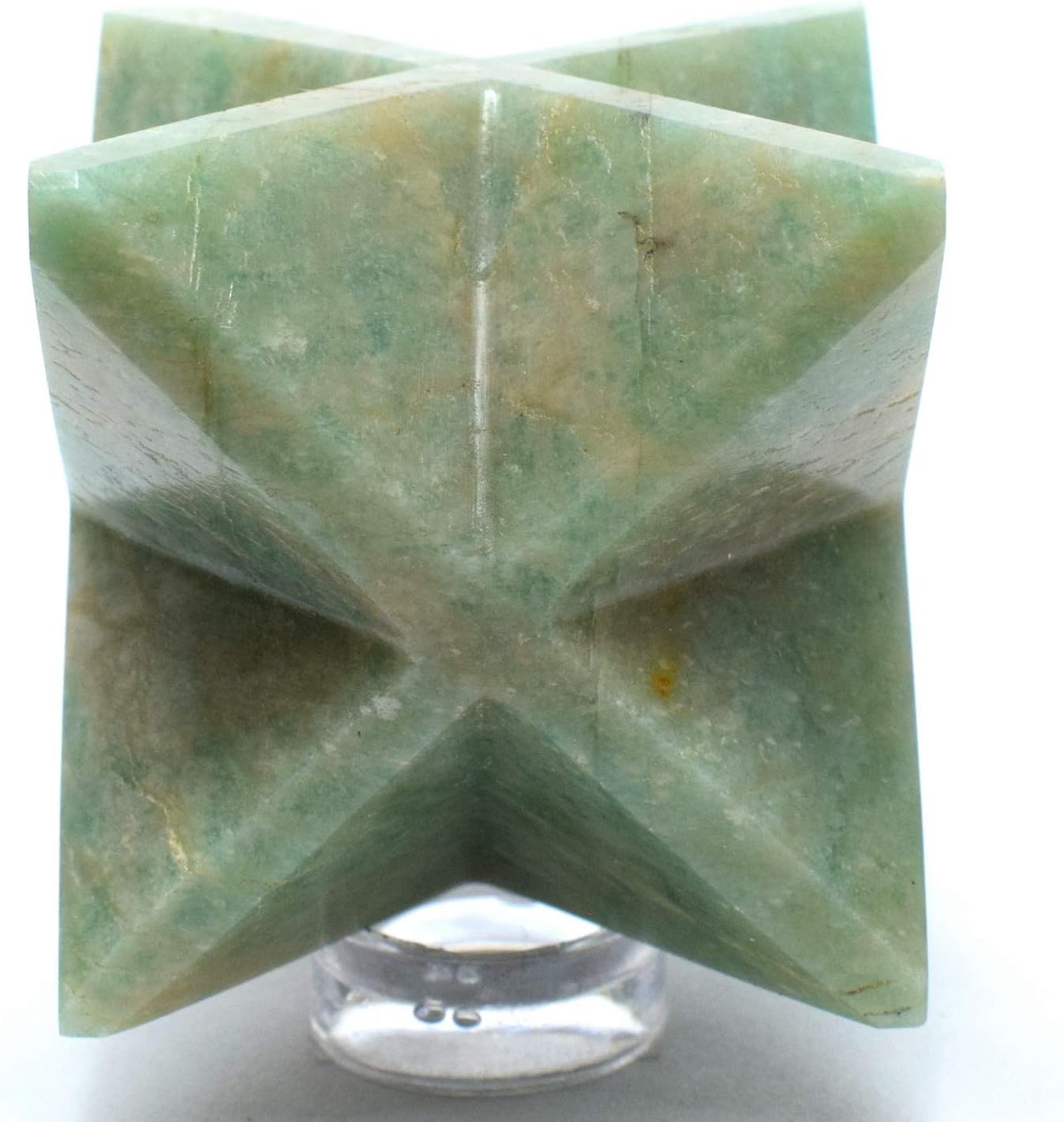 24 Inch Green Amazonite 8 Point Star with Clear Quartz Cabochon