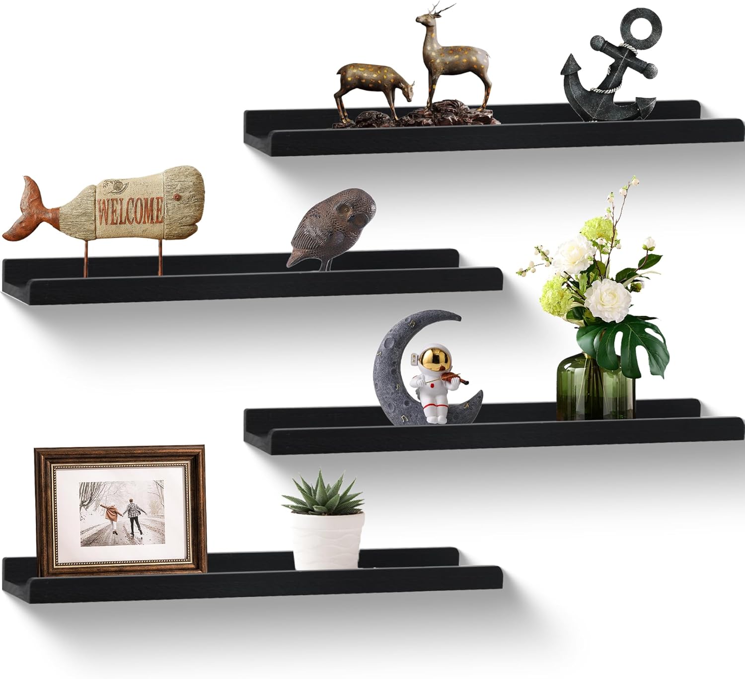 MITREL Picture Shelf with Ledge Set of 4 24 Floating Shelves for Wall Display
