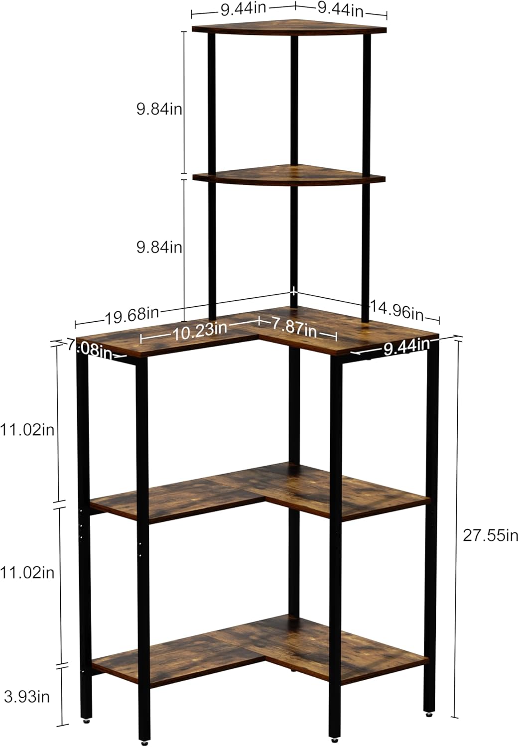 5 Tier Corner Shelf Stand with Storage