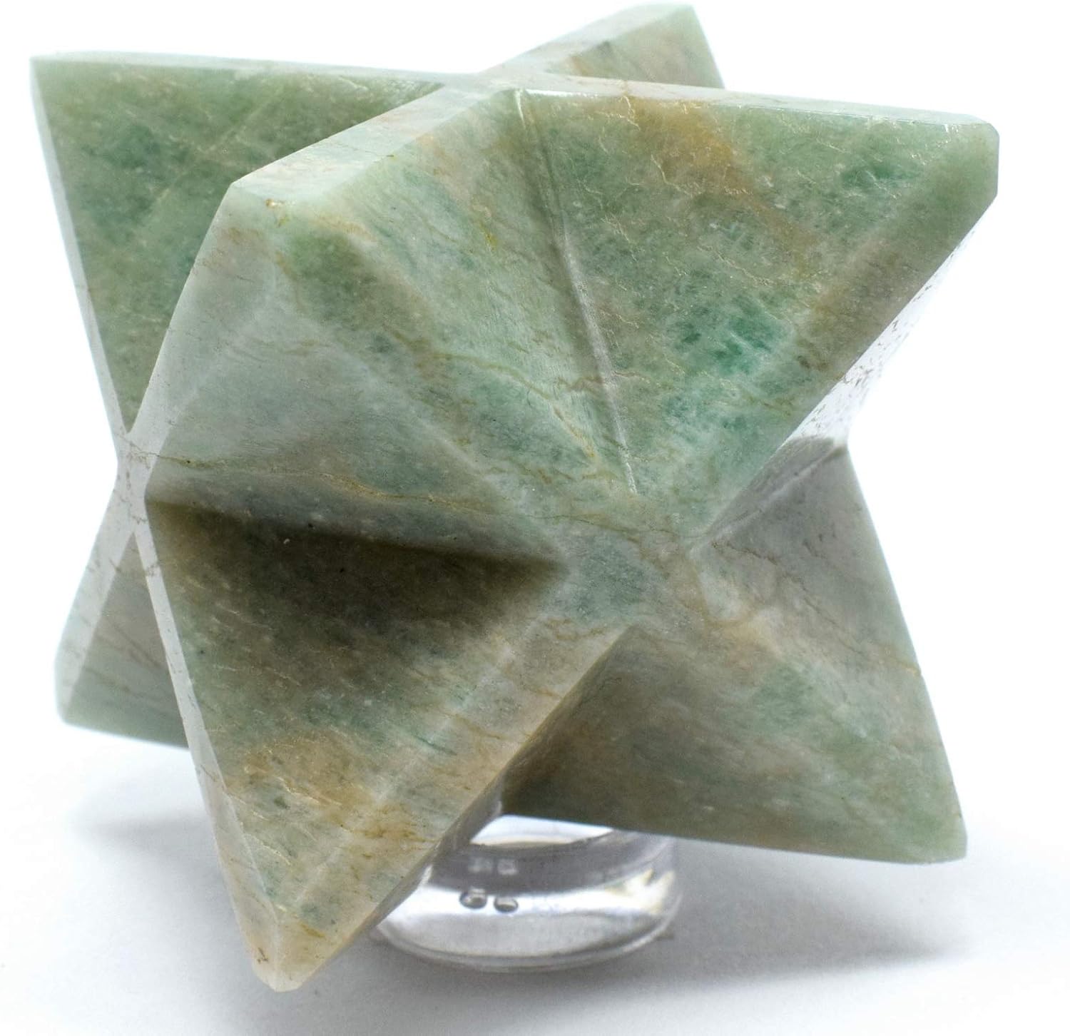 24 Inch Green Amazonite 8 Point Star with Clear Quartz Cabochon