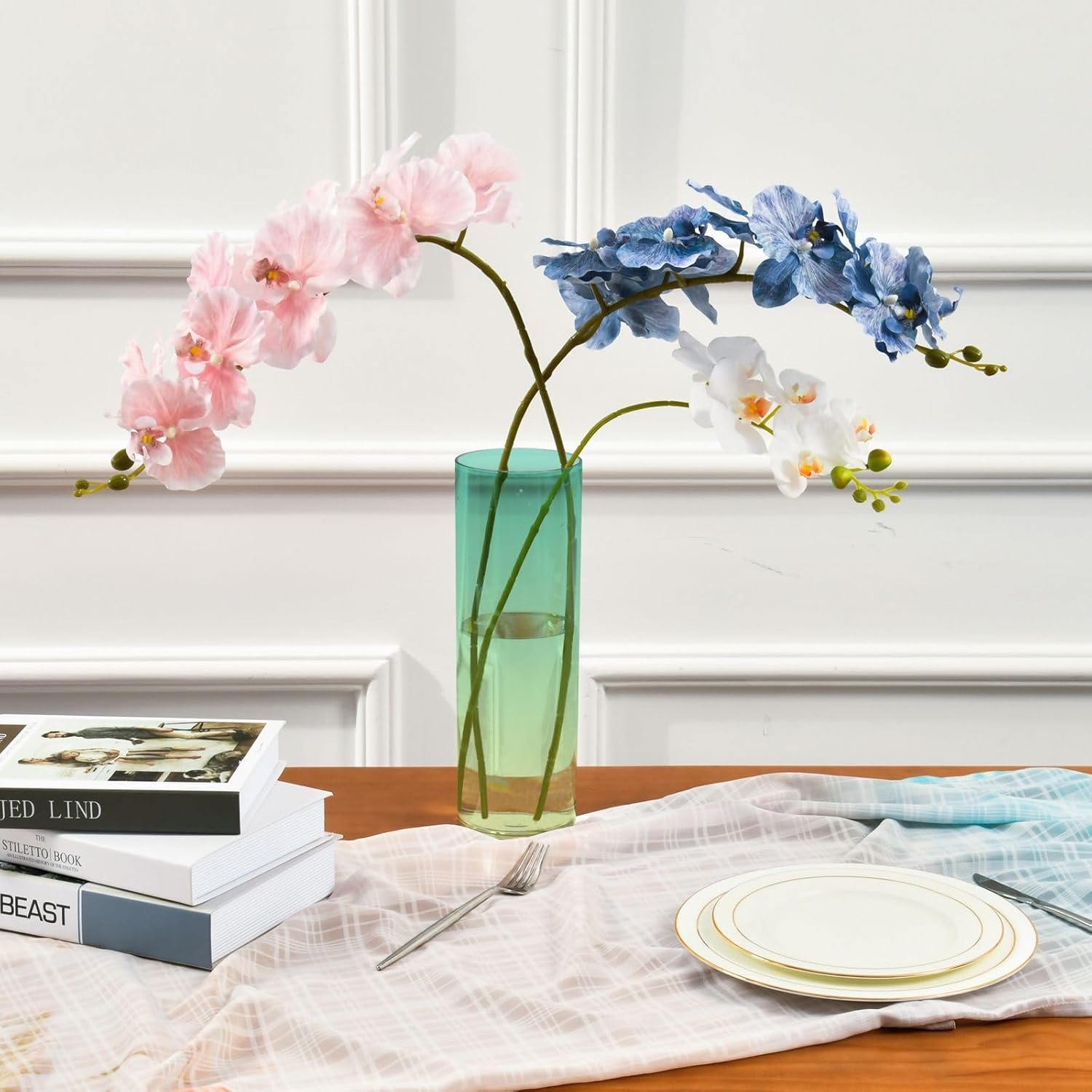 J JOYSAY Custom Teal Yellow Gradient Plastic Vase