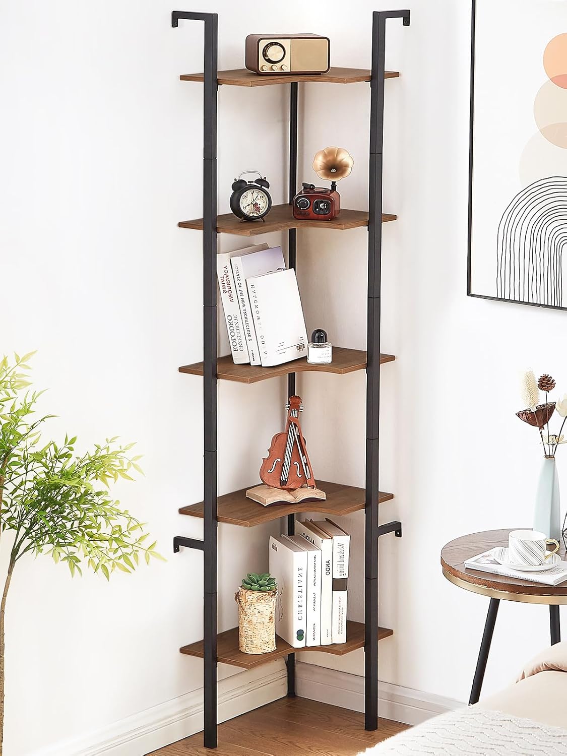 Freexployer 5 Tier Corner Shelf with Metal Frame