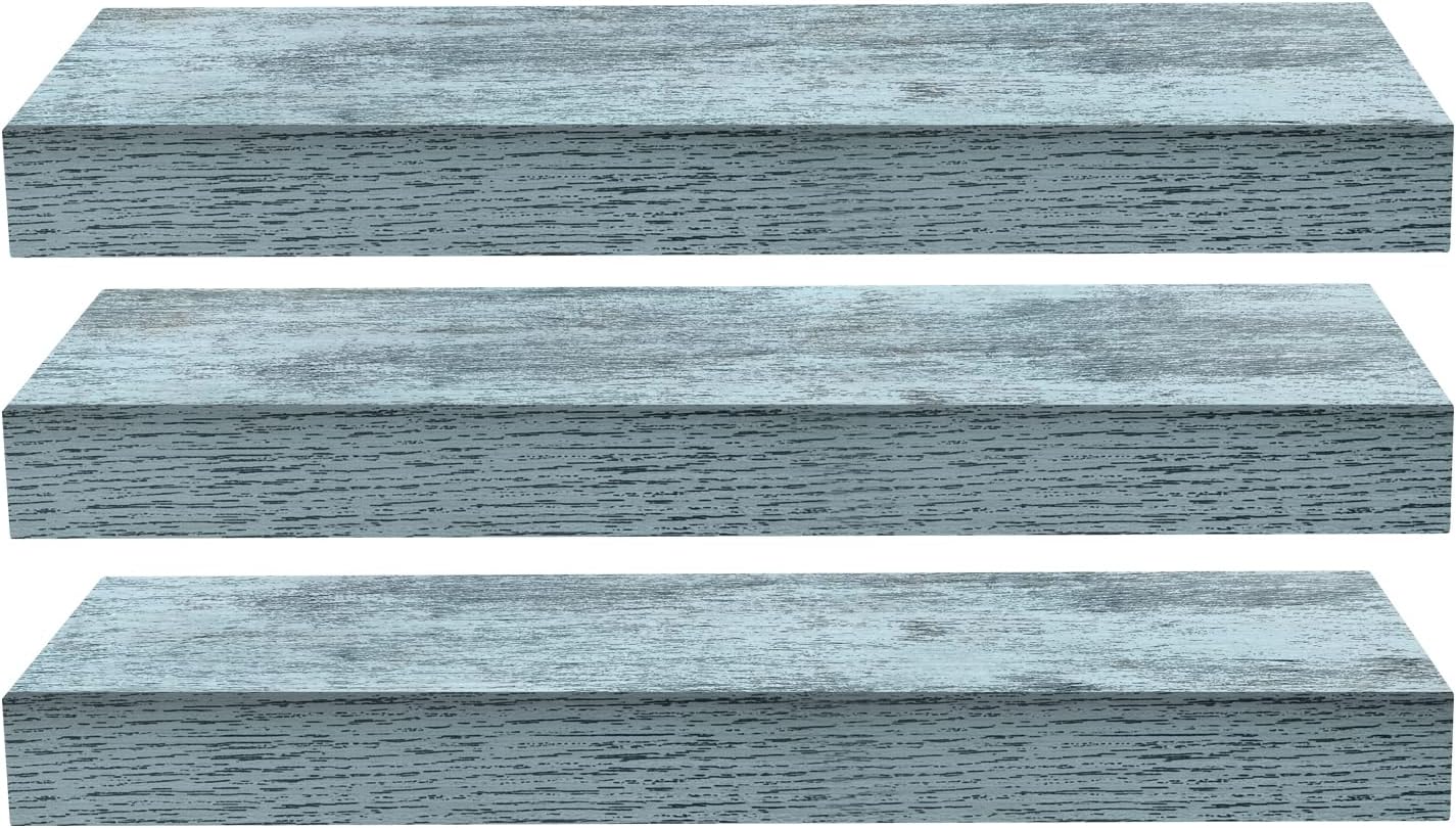 Sorbus Floating Shelves 3 Pack Rustic Blue