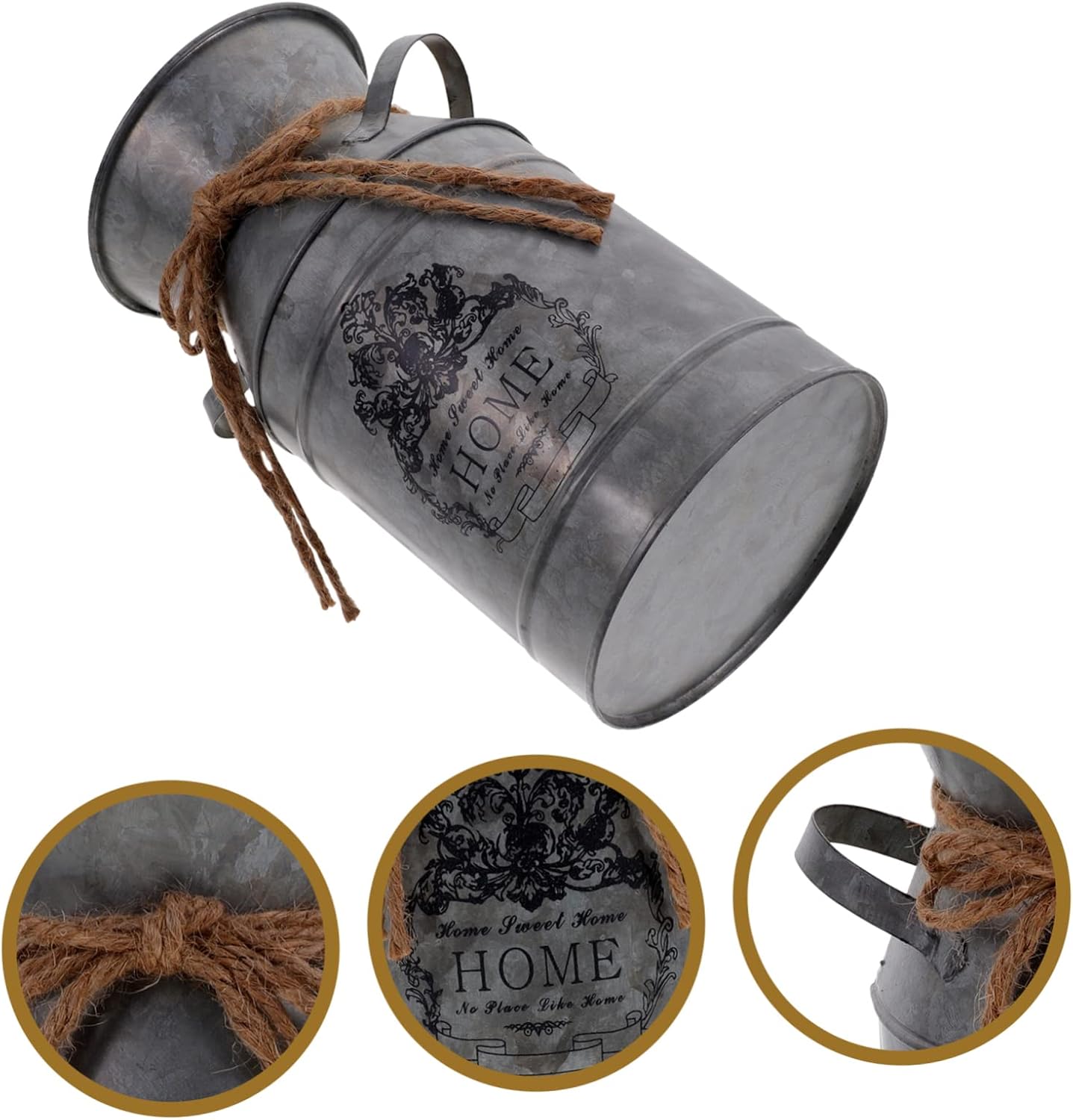 Rustic Iron Flower Bucket for Home Decor