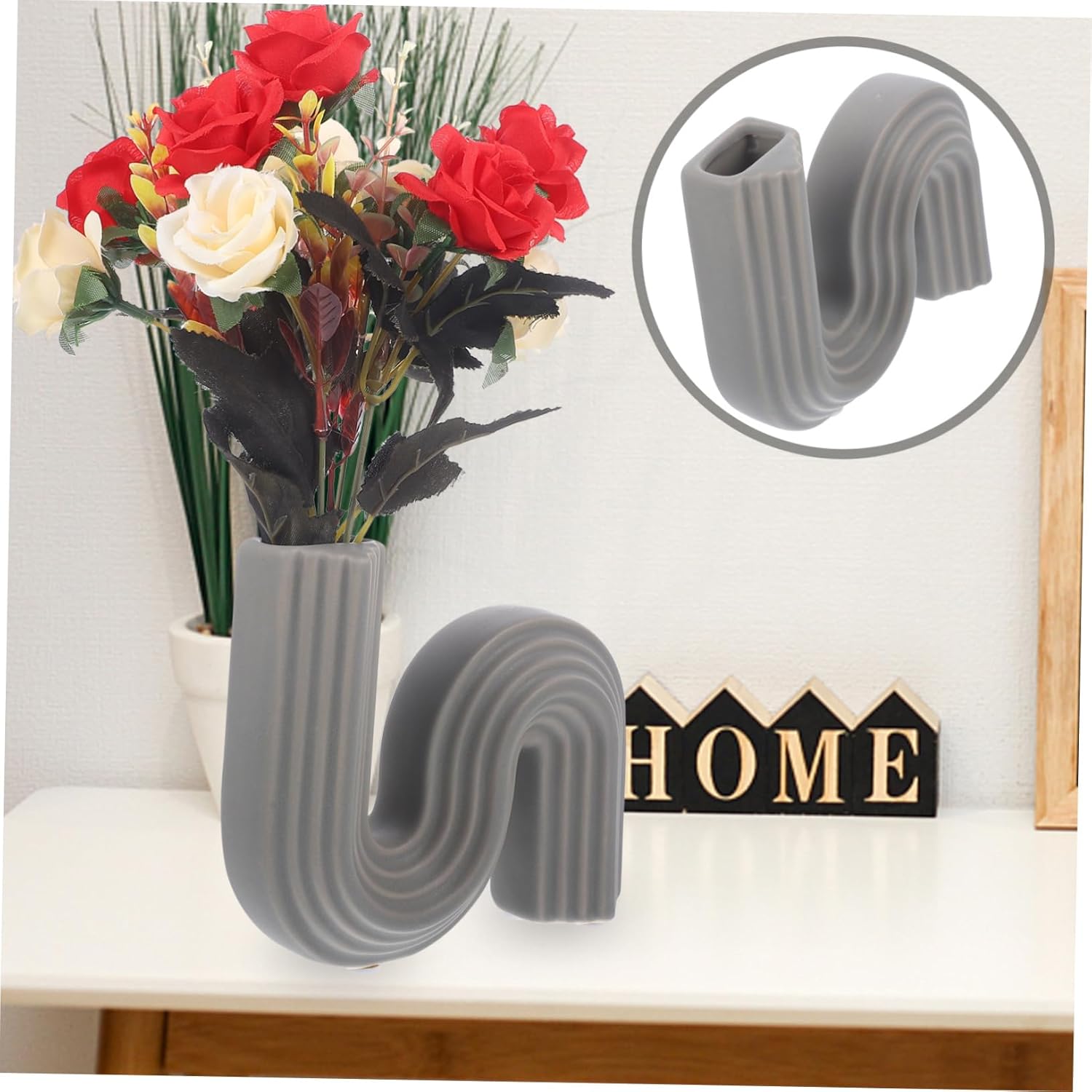 Geometric Ceramic Flower Vase for Dried and Fresh Flowers