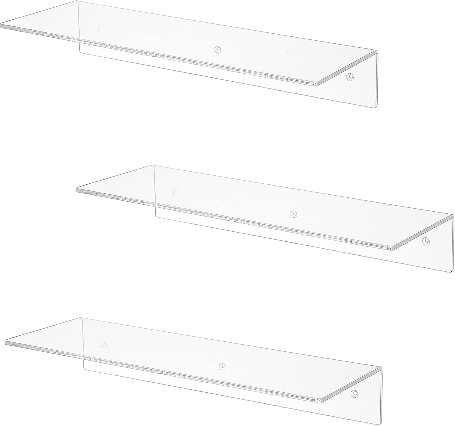 MyGift 17 Inch Clear Acrylic Floating Shelves Set of 3