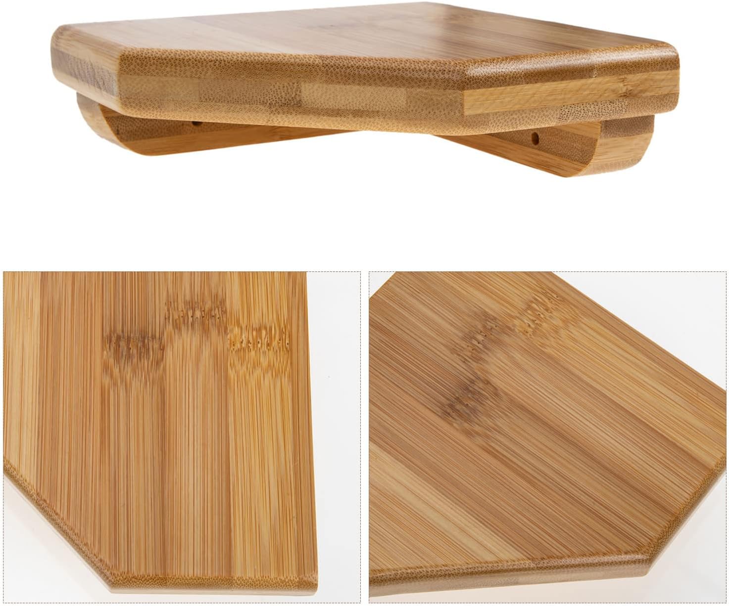 Corner Wall Shelf Bamboo Floating Storage Rack for Home Kitchen Bathroom