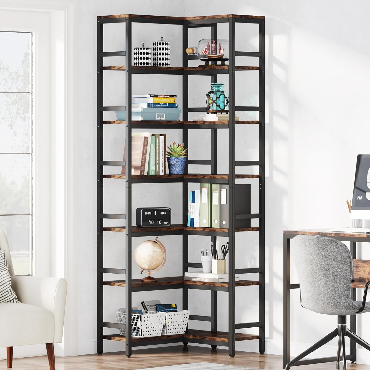 Tribesigns 7874 Inch Tall Corner Shelf 7 Tier