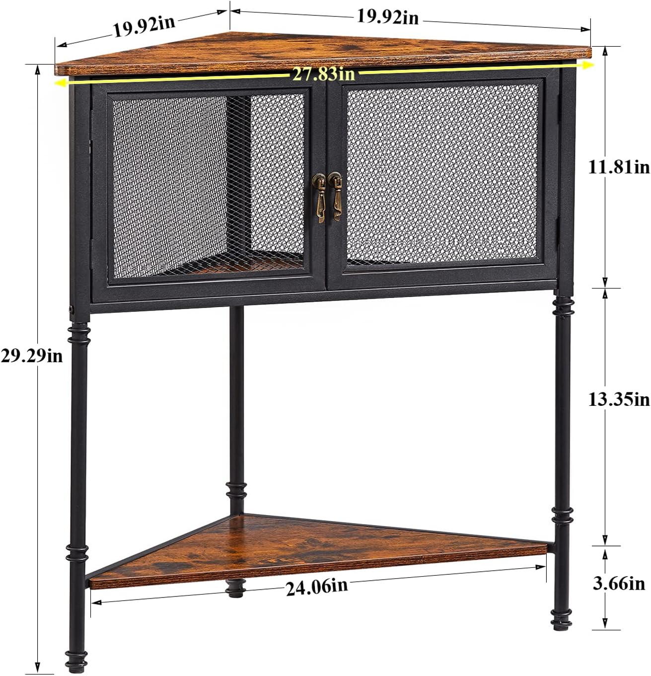 VECELO Corner Cabinet 3-Tier Display Shelves