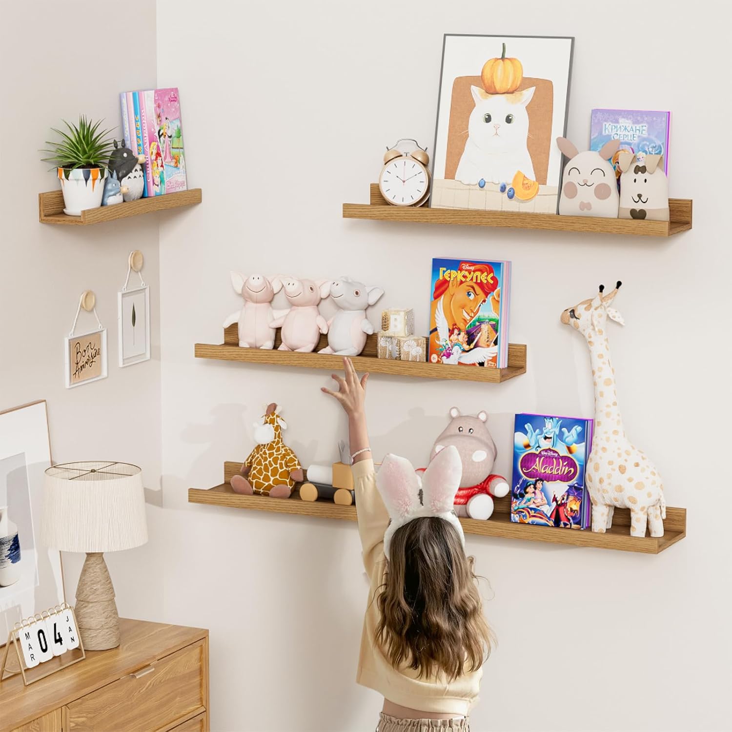 Floating Shelves Set of 6 24 Inch Wall Mounted Display Organizer