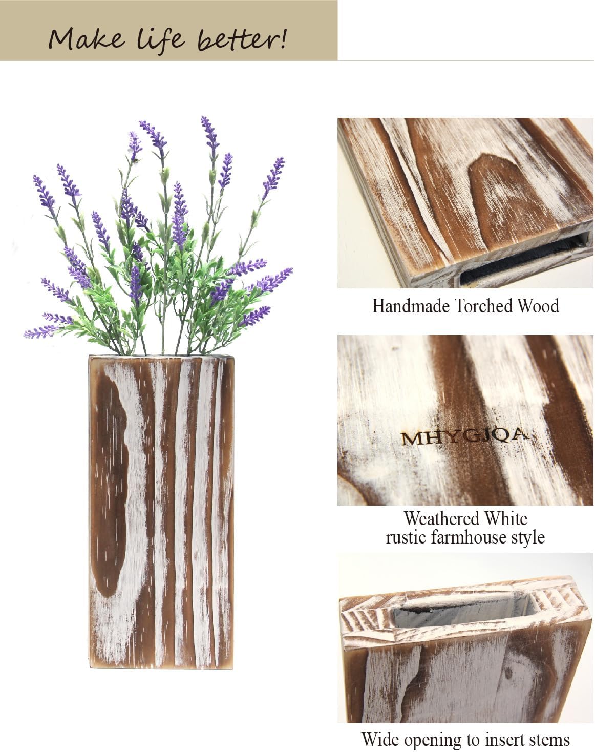 Wood Wall Planter Set 2 Pack Weathered White