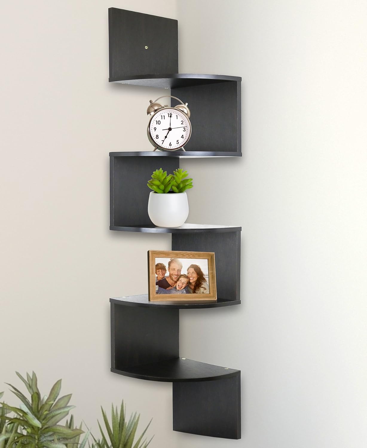 Greenco 5 Tier Corner Shelf with Espresso Finish