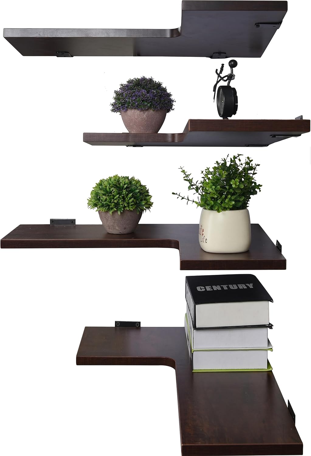 22 Inch Corner Shelf Wall Mount Set of 4 Dark Brown Heavy Duty
