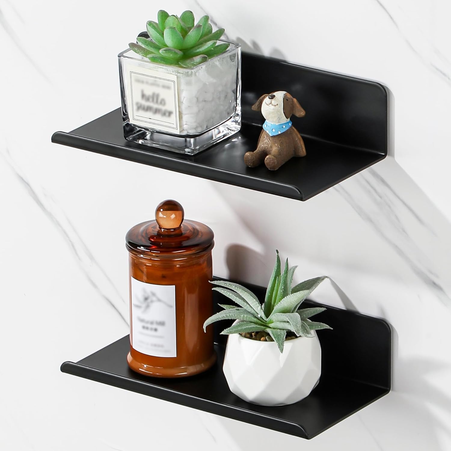 SAYAYO Black Floating Shelves 2pcs Wall Storage