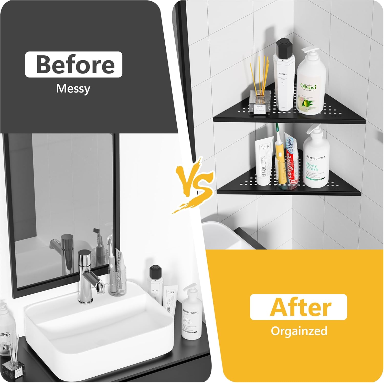 Neodrain 10 Inch Corner Wall Shelf Set of 2 No Drilling