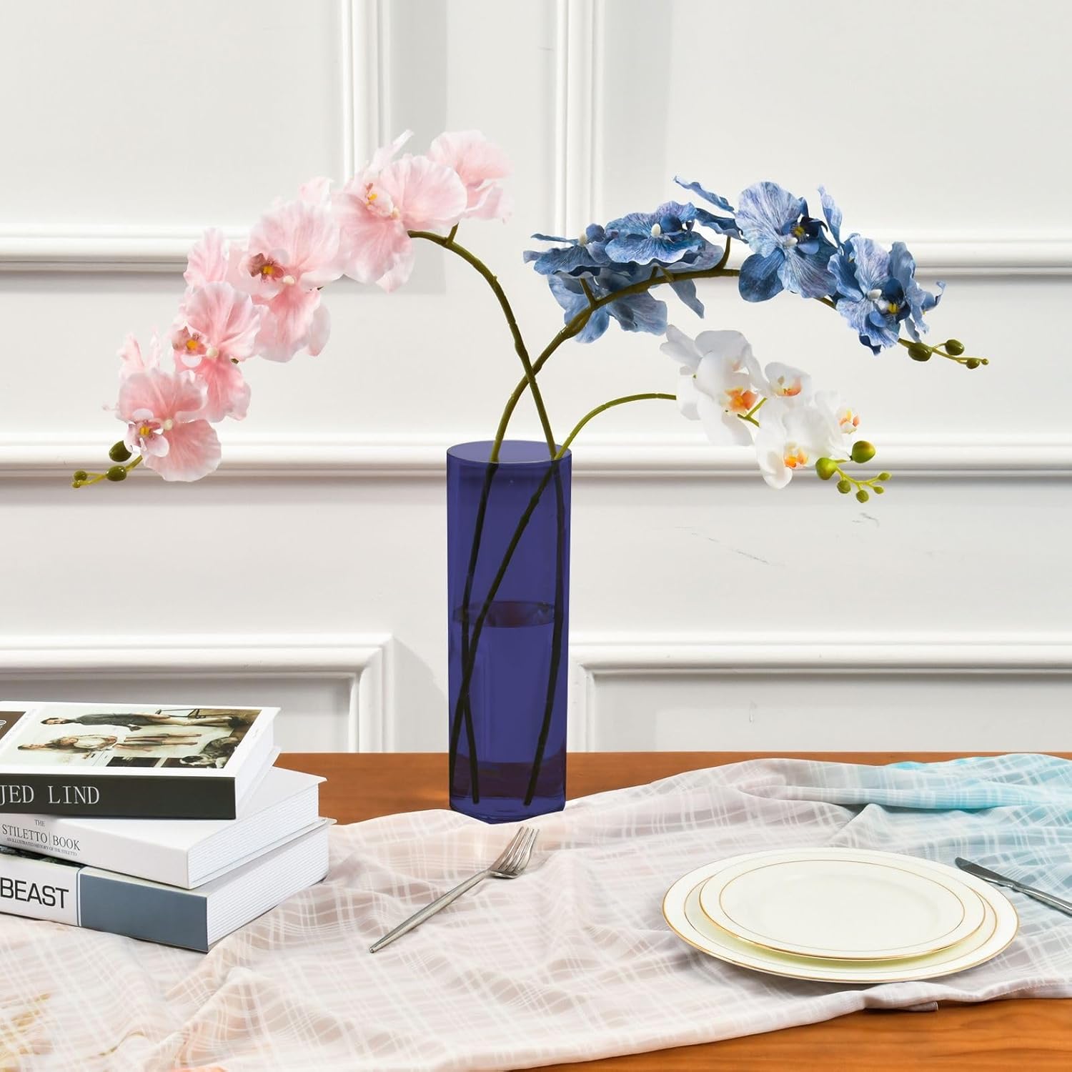 Midnight Blue Plastic Hurricane Candle Holder 118 x 39 Inch Aesthetic Vase