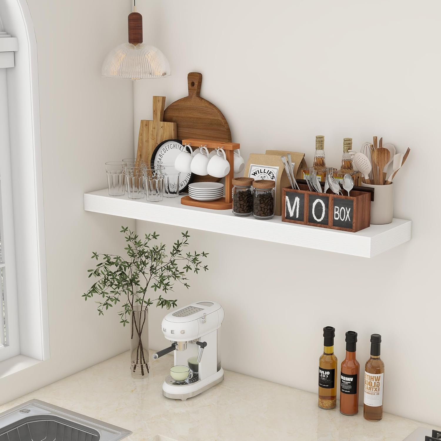 FLYJOE White Floating Shelves 48x12 Wall Set