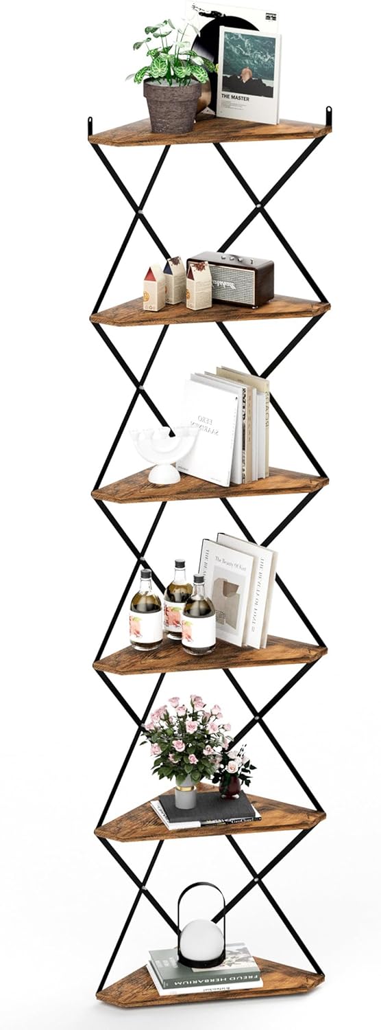 IRCPEN 6 Tier Wall Mounted Corner Shelf Stand