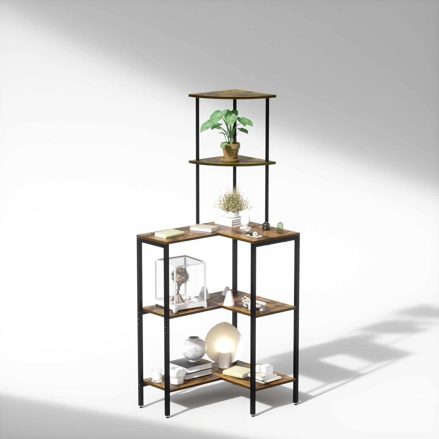 5 Tier Corner Shelf Stand with Storage