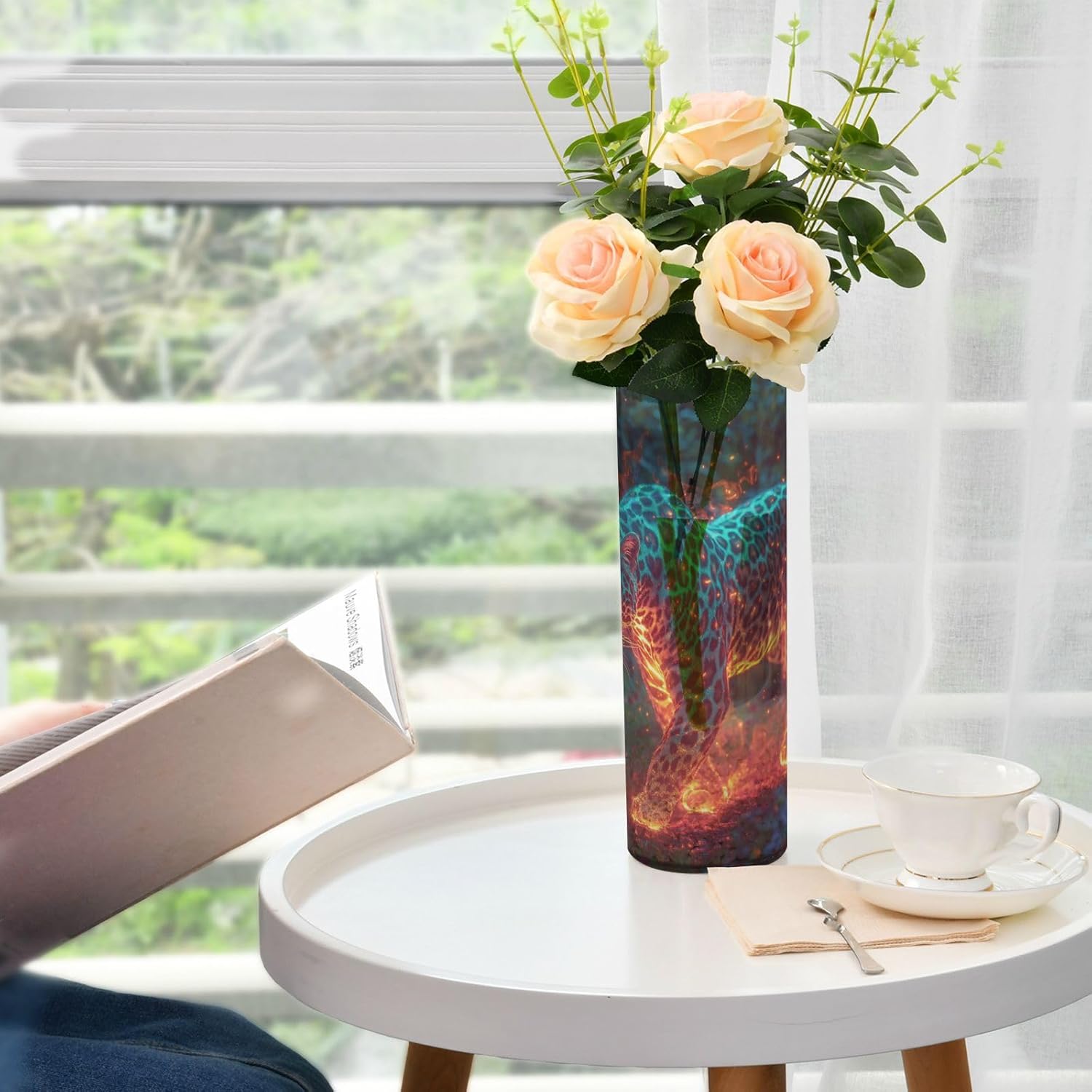 Turquoise Flash Leopard Plastic Vase 118x39 Inch