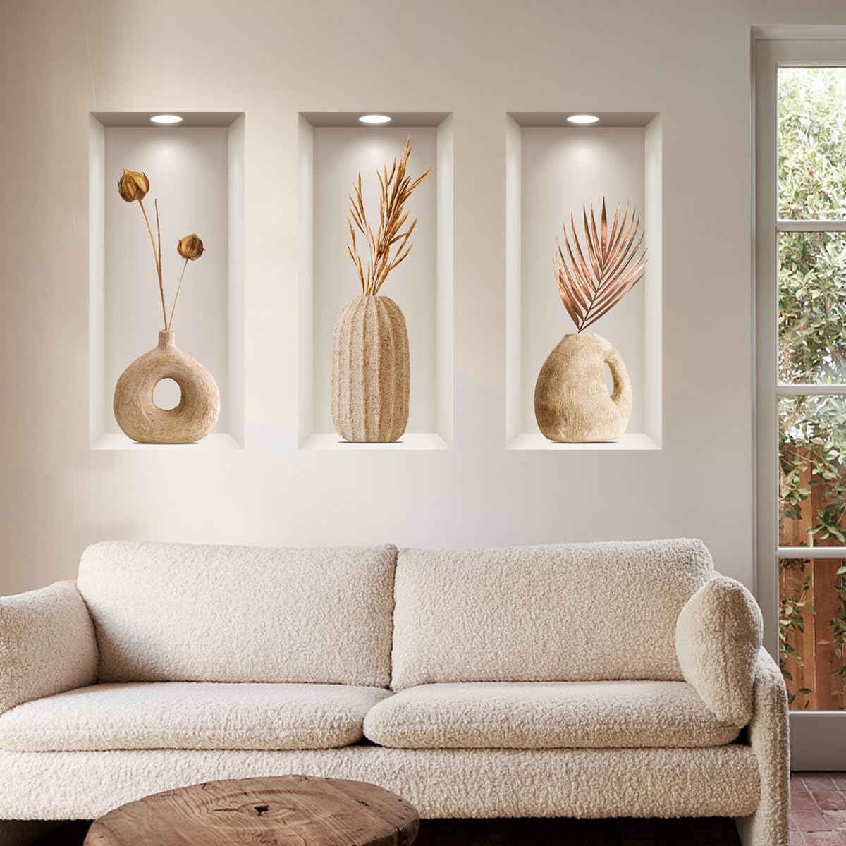 Joyartu 3D Plants Wall Decals 3PCS Modern Botanical Mural Stickers