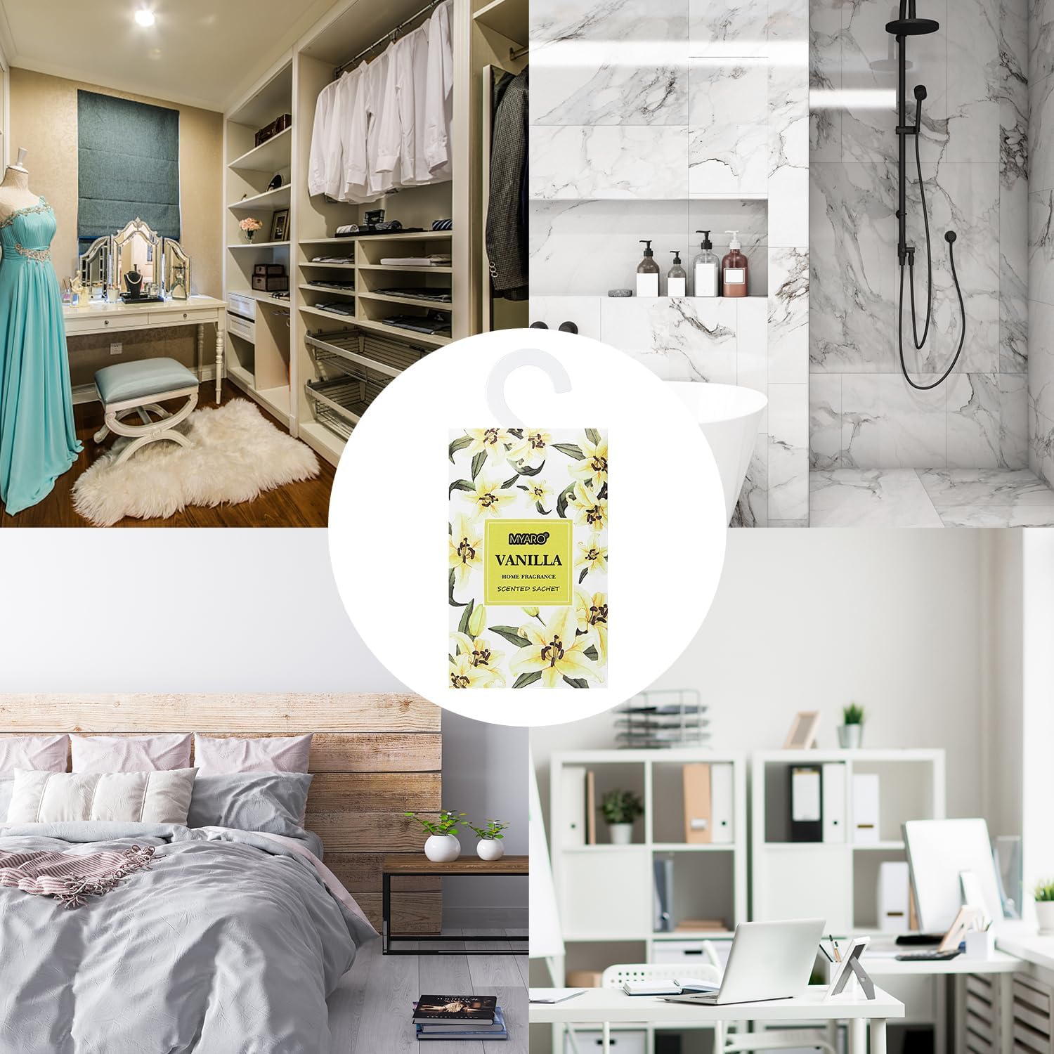 MYARO Vanilla Scented Sachets 12 Pack Closet Drawer