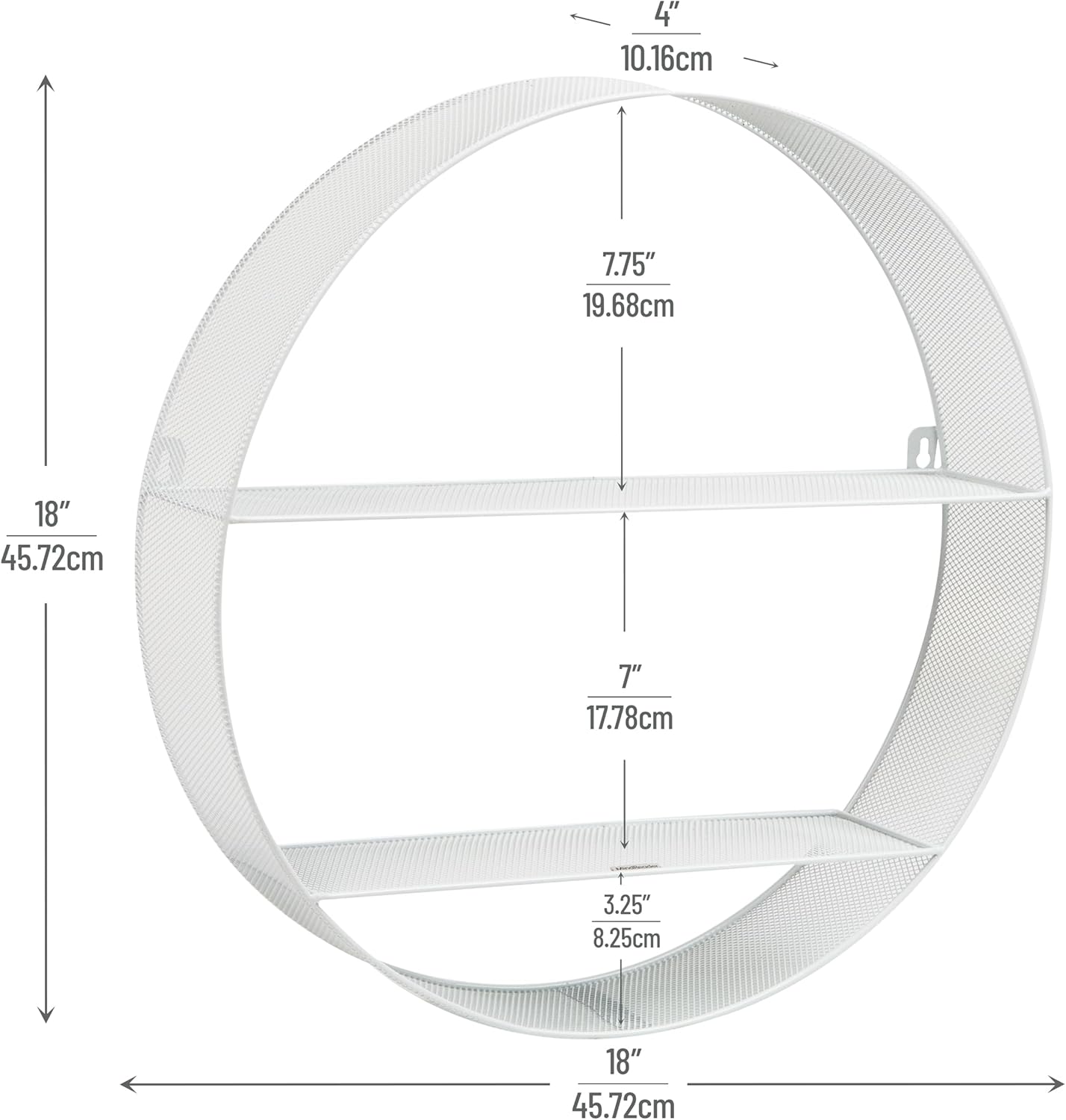 Mind Reader Circular Floating Shelves Wall Decor Accent Shelf Office Bathroom