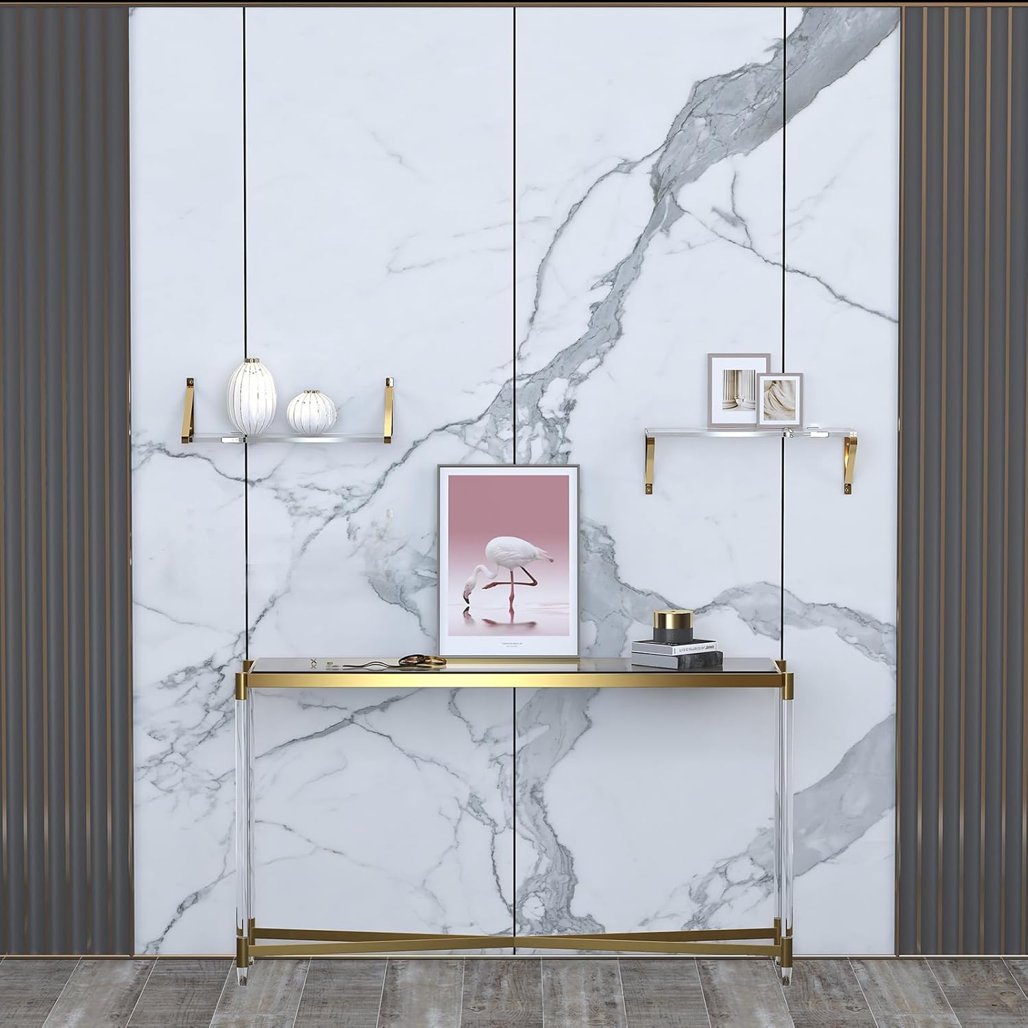 Clear Shelves for Wall Gold Floating Shelves Set of 2