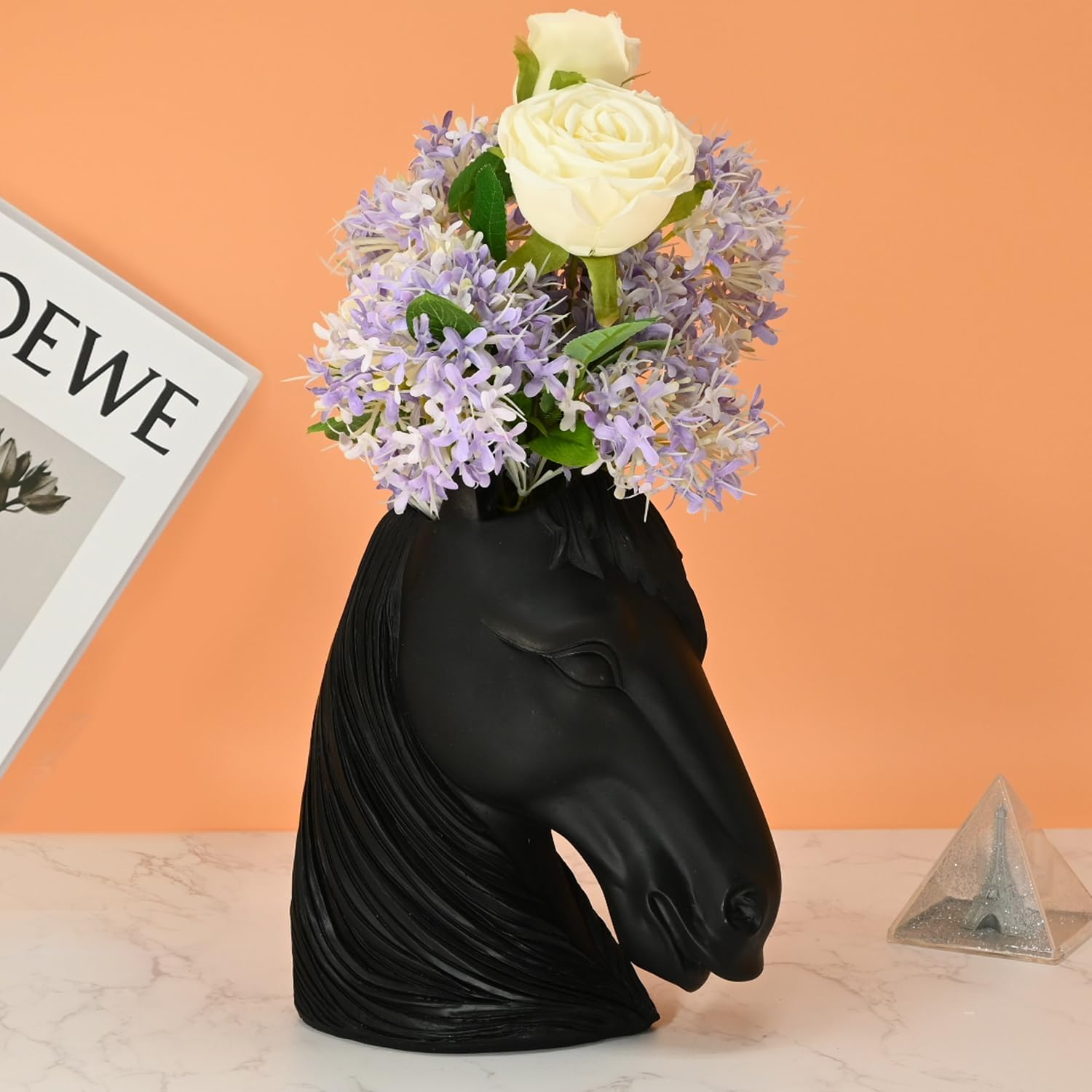 Modern Black Horse Head Vase Unique Home Decor