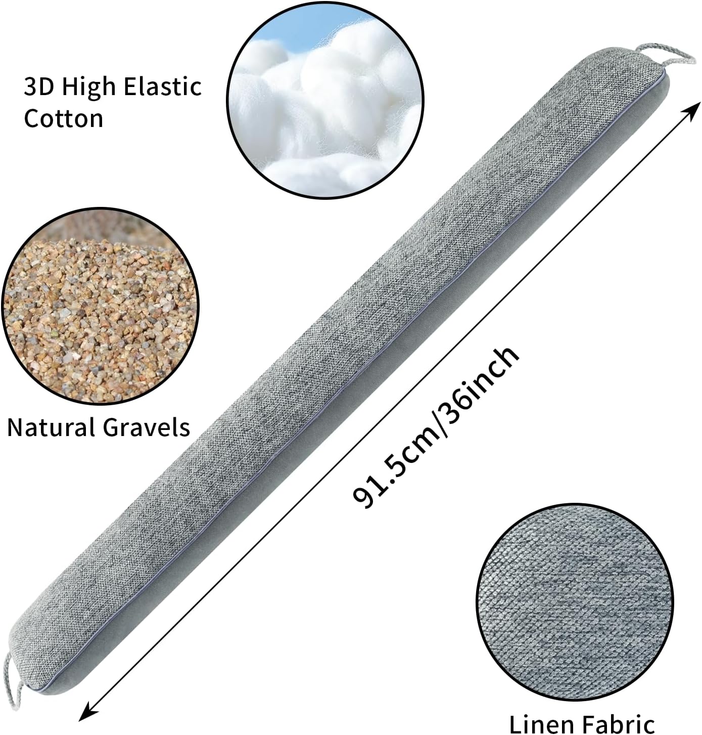 36 Inch Weighted Door Draft Stopper Grey Noise Blocker Dustproof