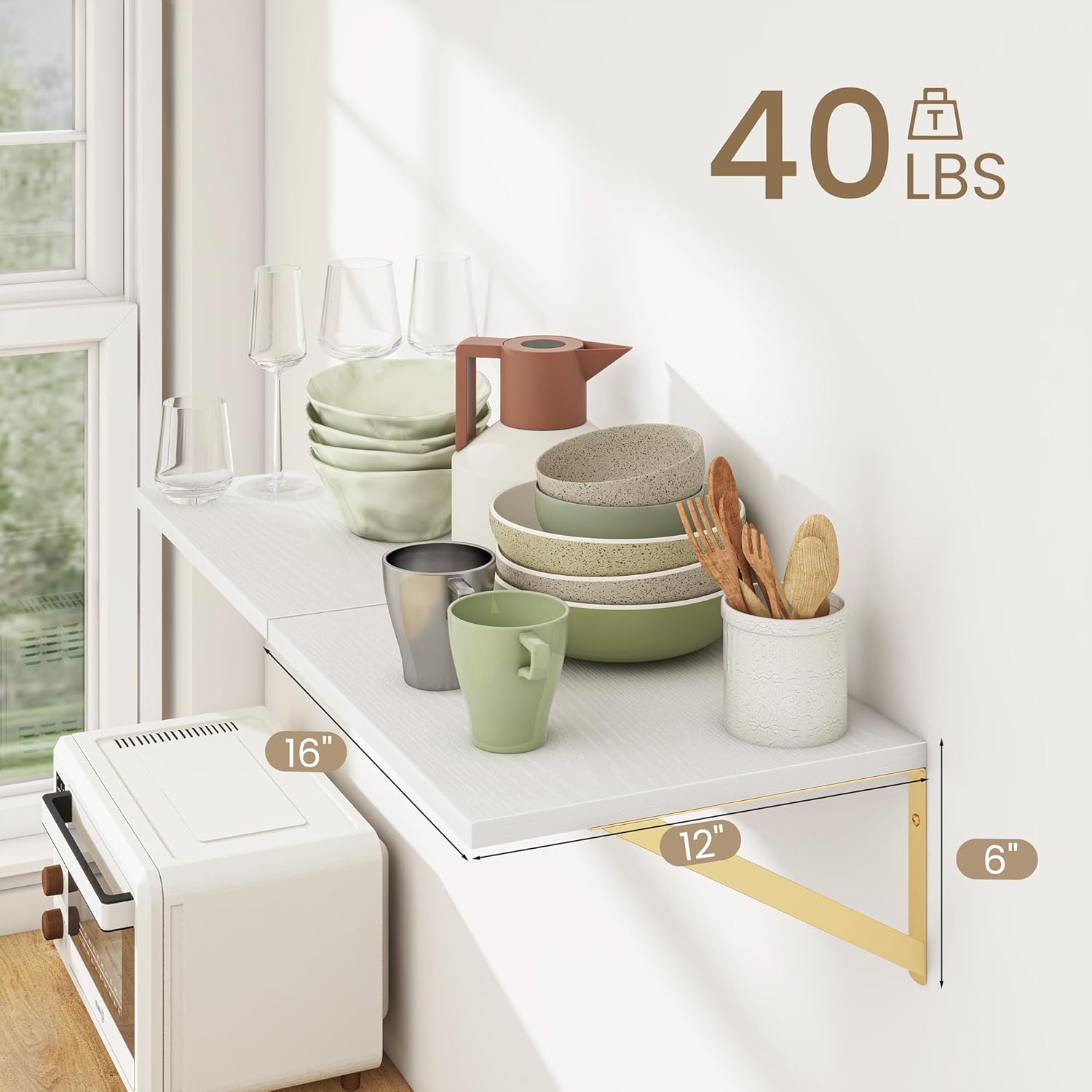 Deep Floating Shelves for Wall Set of 2