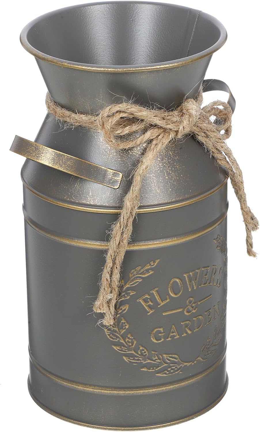 Rustic Galvanized Flower Bucket Vintage Style Decorative Planter Grey Finish