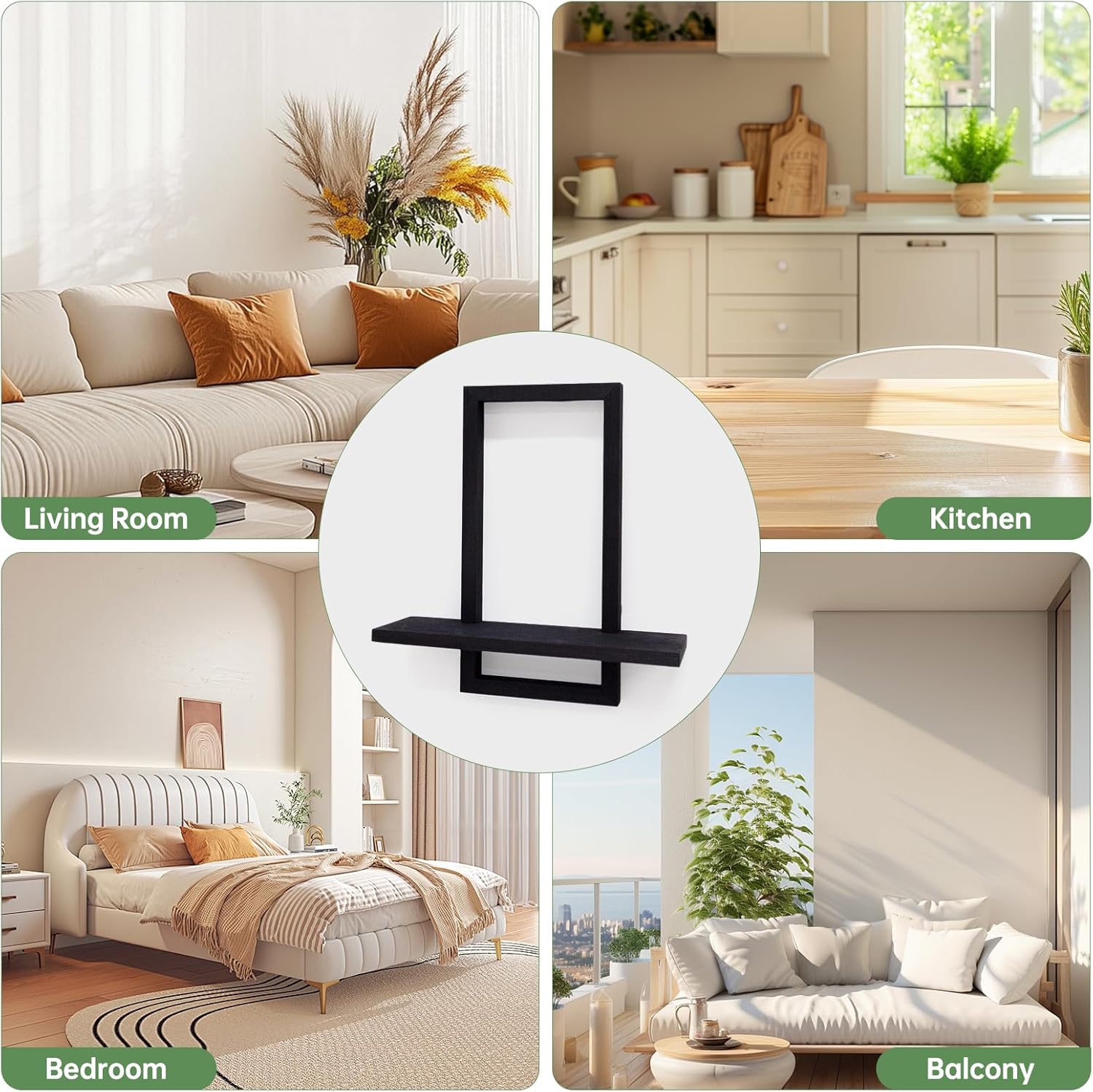 Square Floating Shelves Set of 2 - Modern Style Black