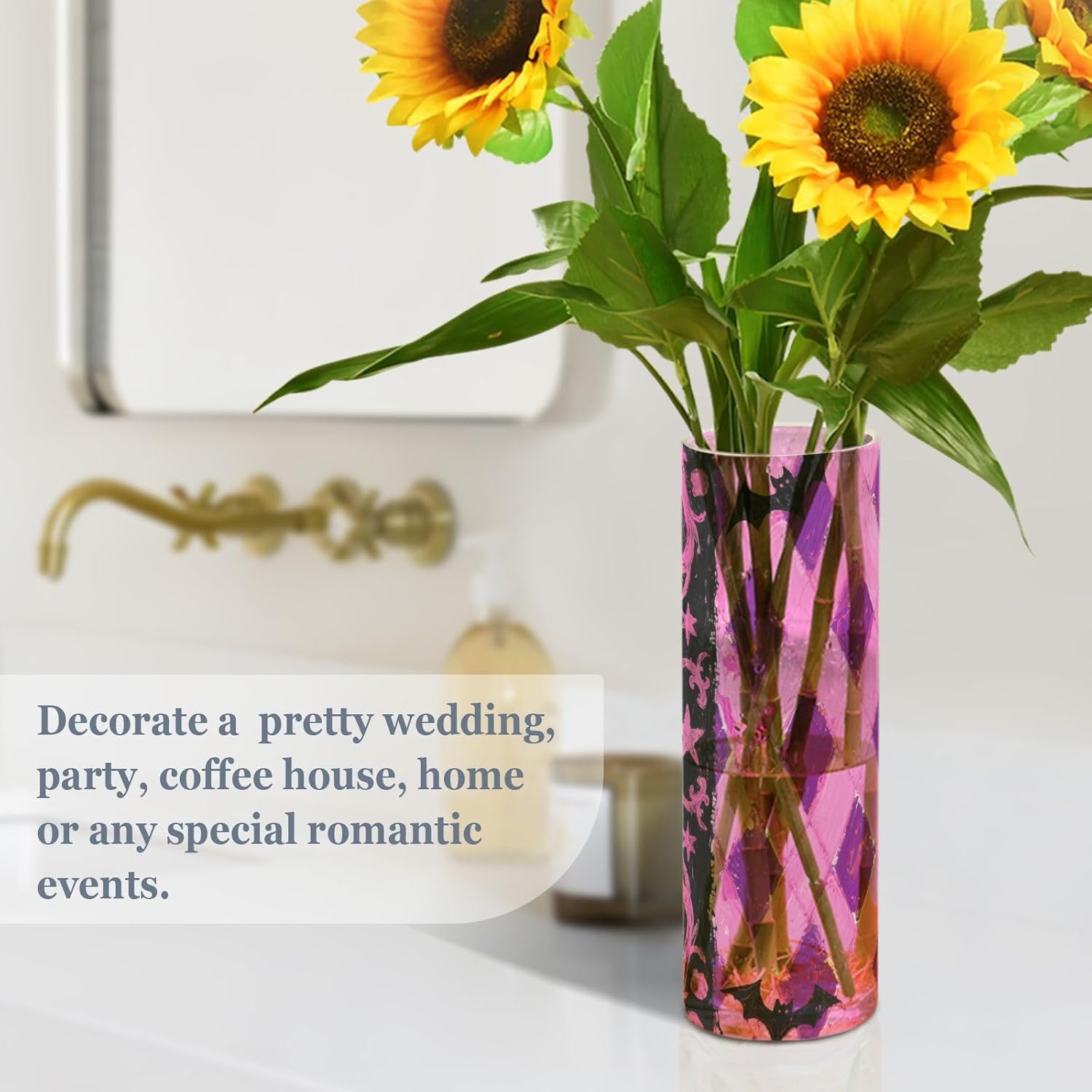 Gothic Pink Grid Plastic Flower Vase 118 x 39 Inch