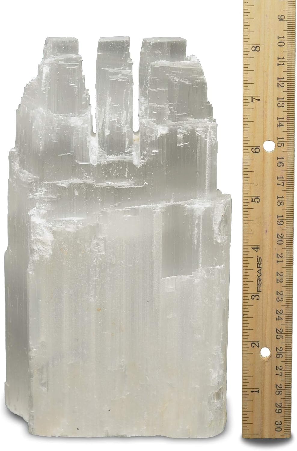 2 Pieces Natural White Selenite Triple Skyscraper Lamp with Dimmer Switch and Cord