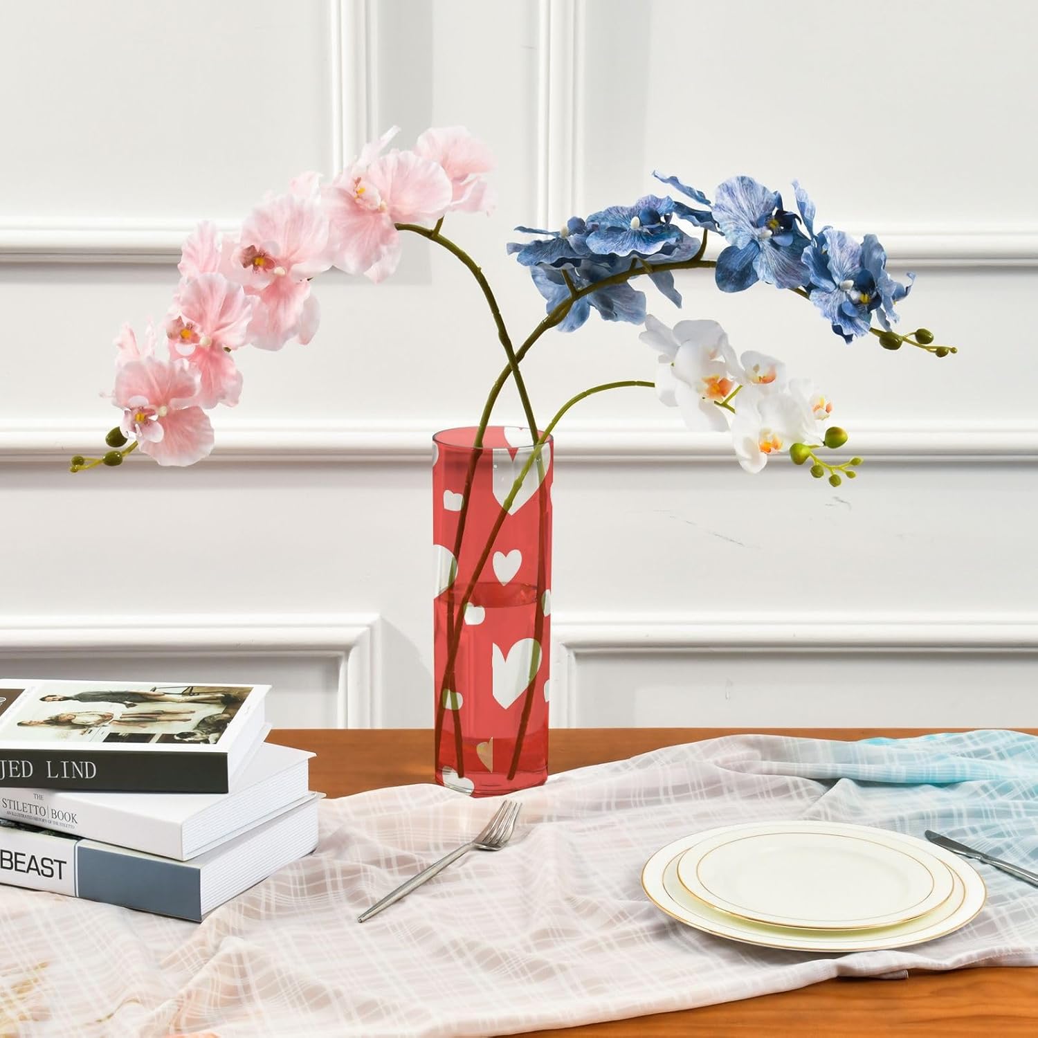 Happy Valentines Day Red Heart Plastic Hurricane Vase