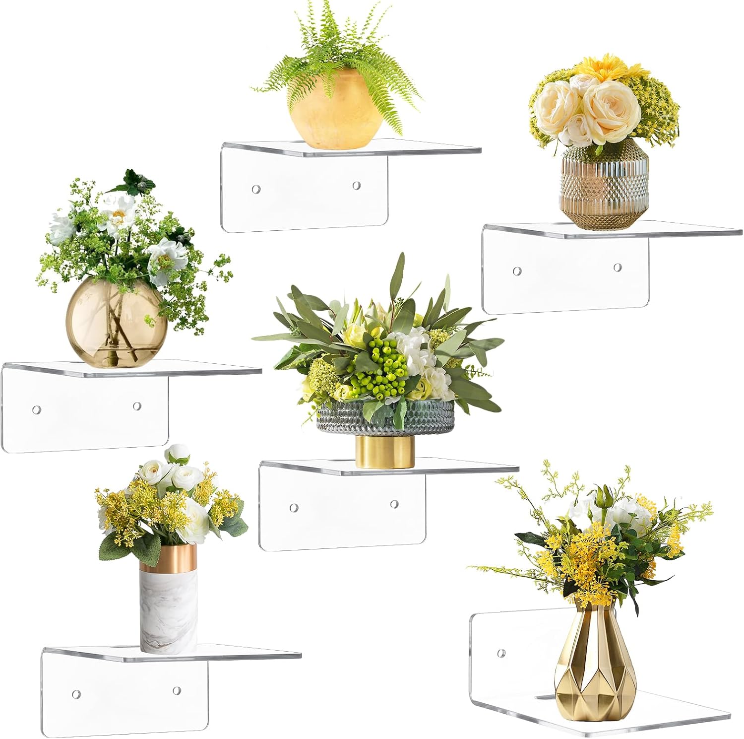 Lemecima 6 Pack Small Acrylic Floating Shelves for Wall